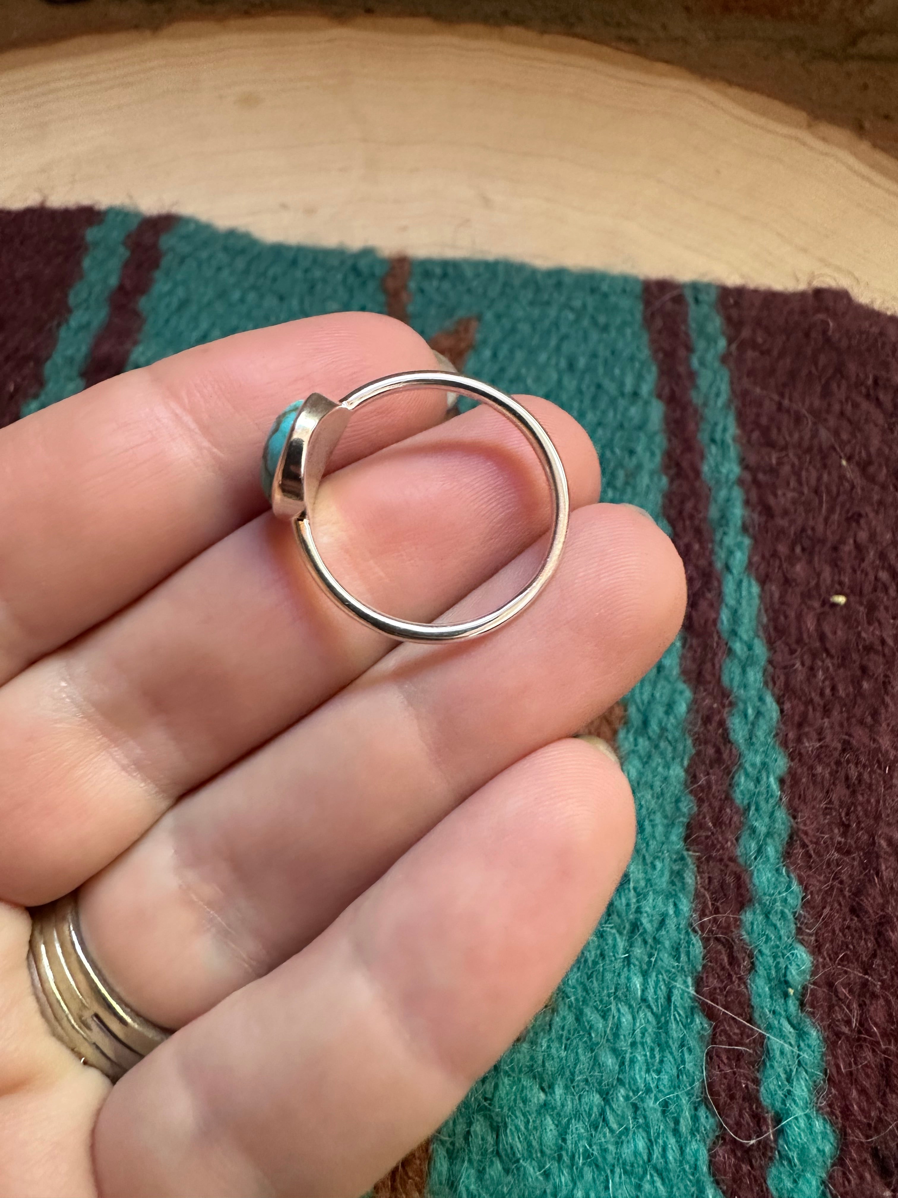 Handmade Sterling Silver & Turquoise Single Round Stone Ring