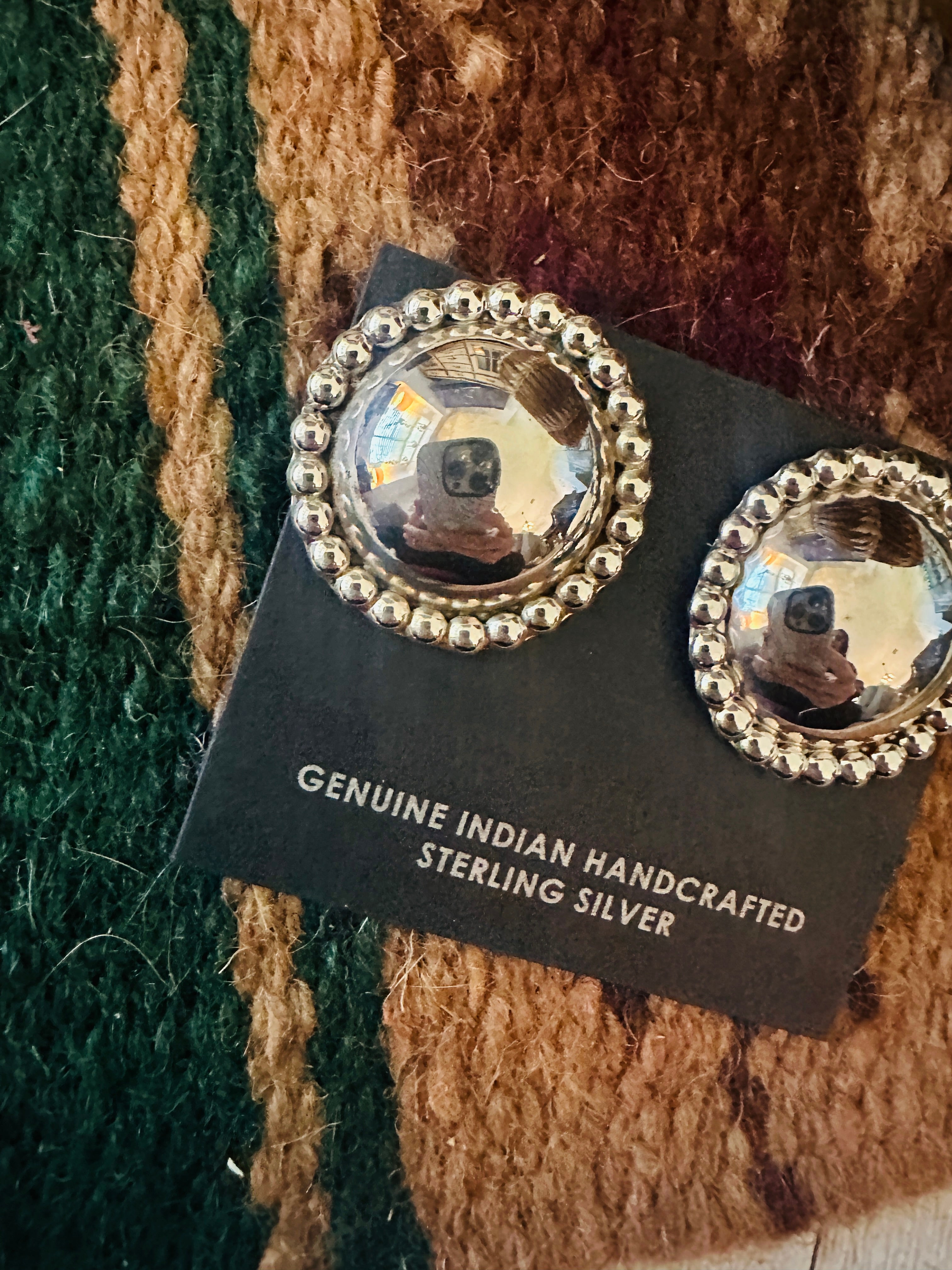 Navajo Sterling Silver Concho Post Earrings