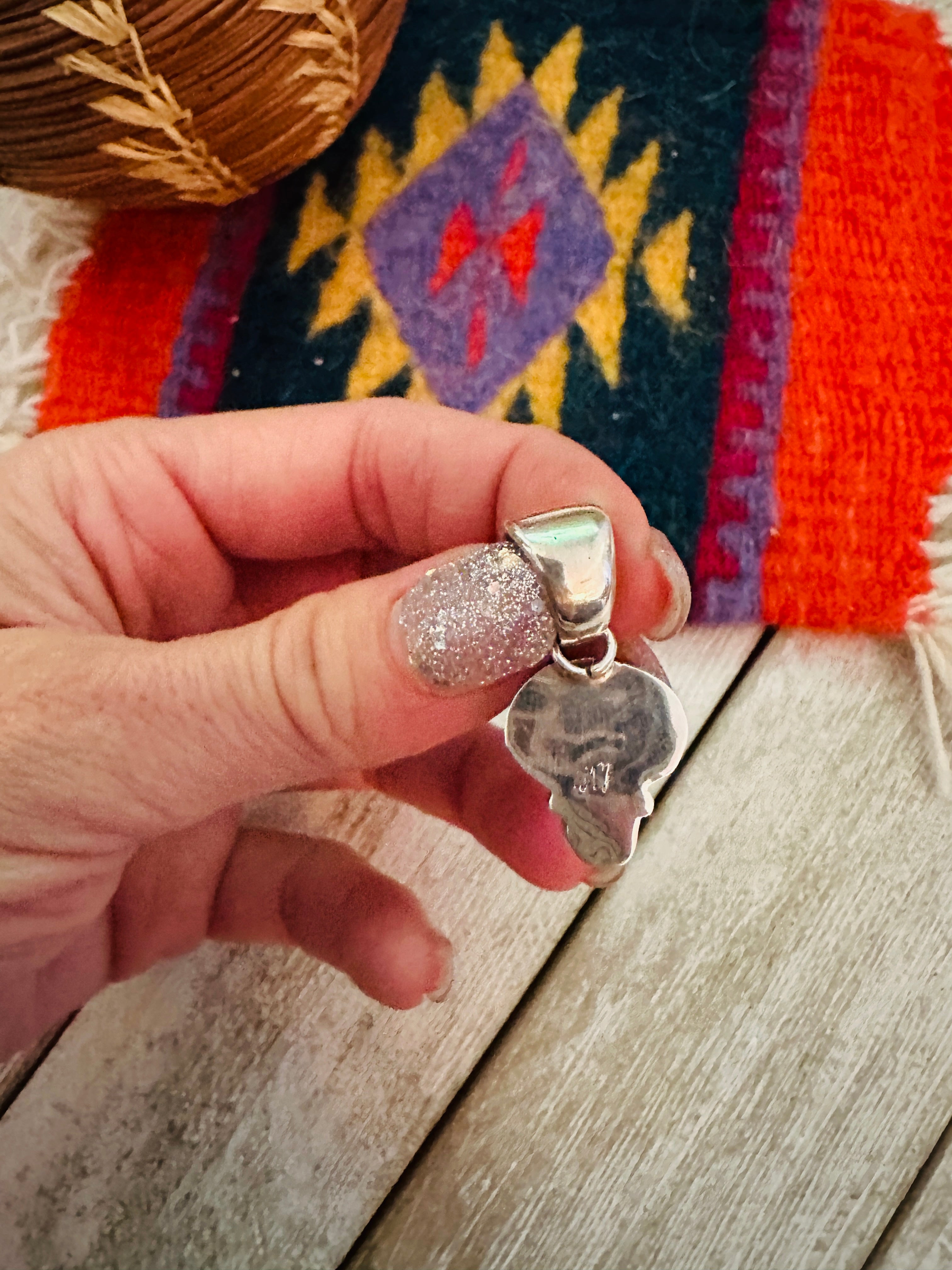 Navajo Sterling Silver & Rhodochrosite Pendant