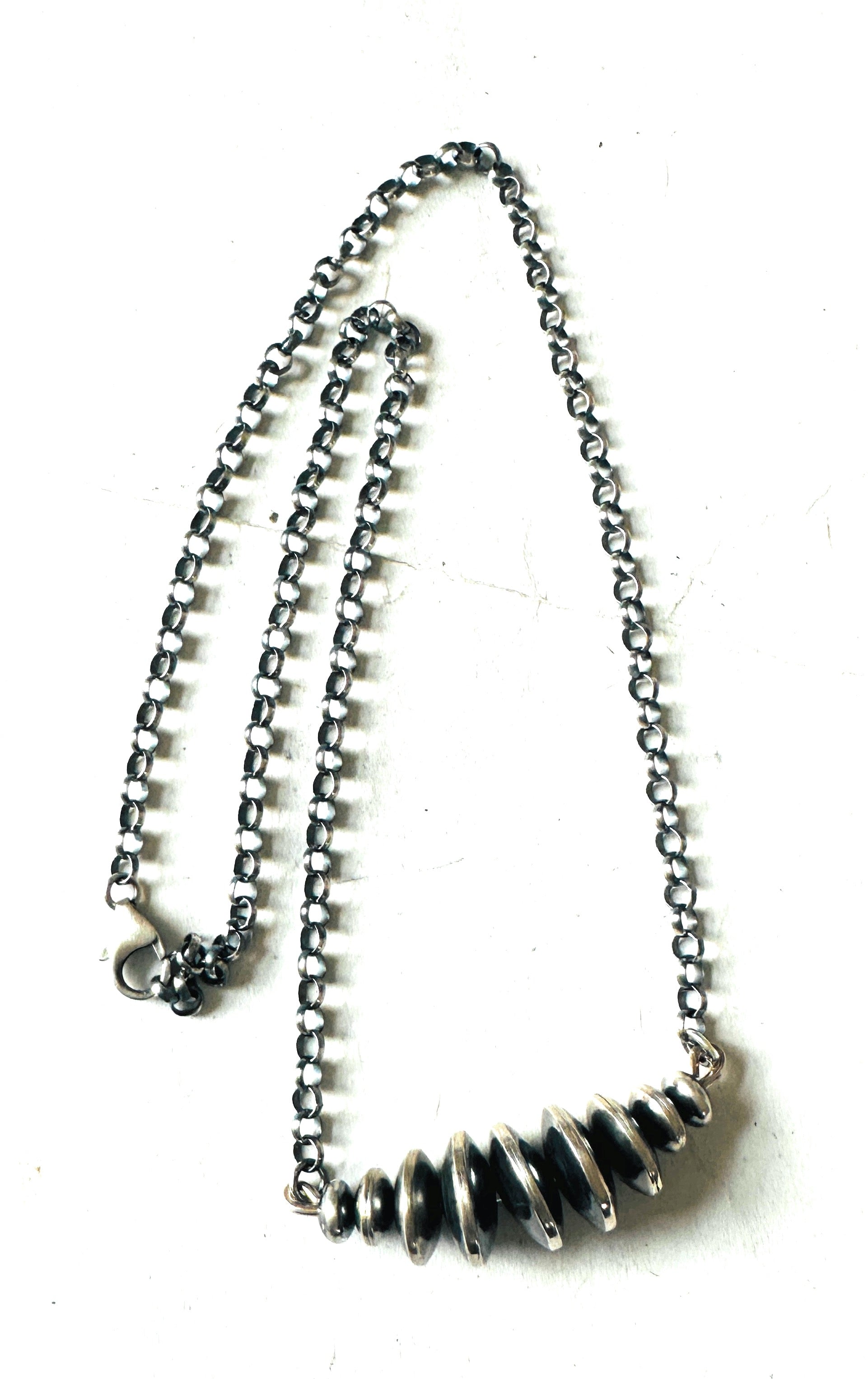 Navajo Sterling Silver Beaded Chain Necklace