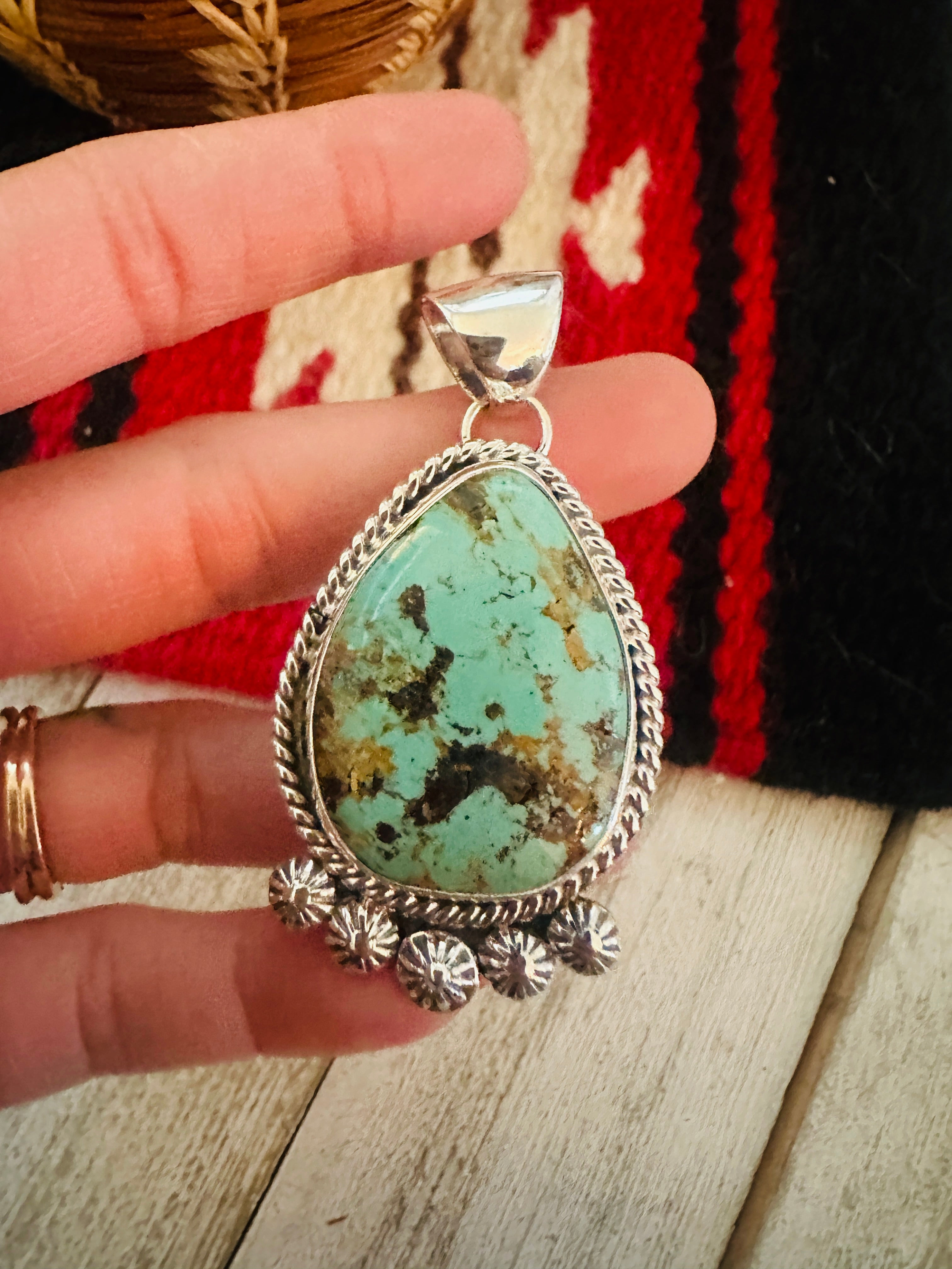 Navajo Number 8 Turquoise & Sterling Silver Pendant