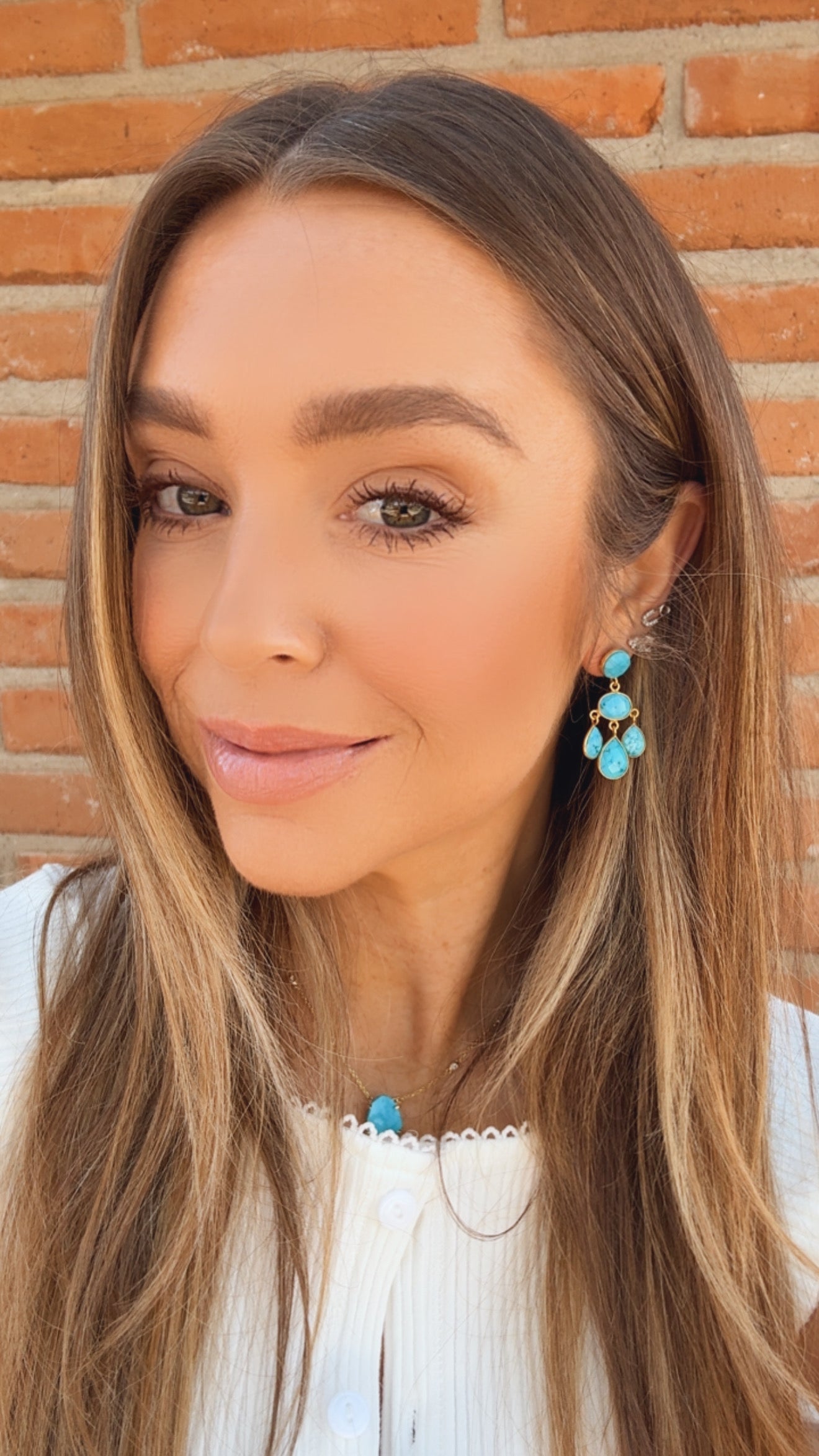 “The Golden Collection” WESTERN SKIES Handmade Gold Plated Sterling Silver & Natural Turquoise Earrings