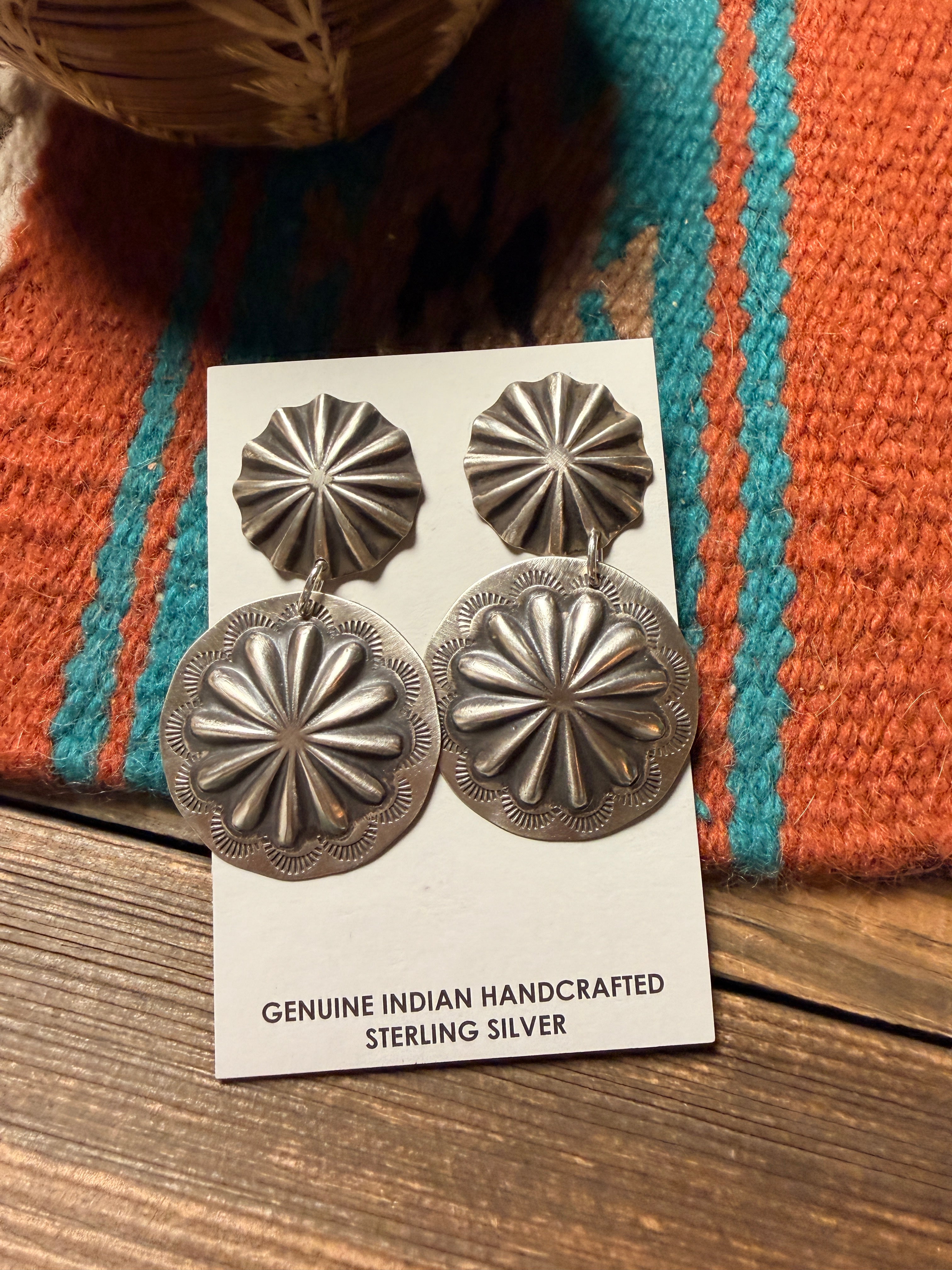 Handcrafted Sterling Silver Concho Dangle Earrings
