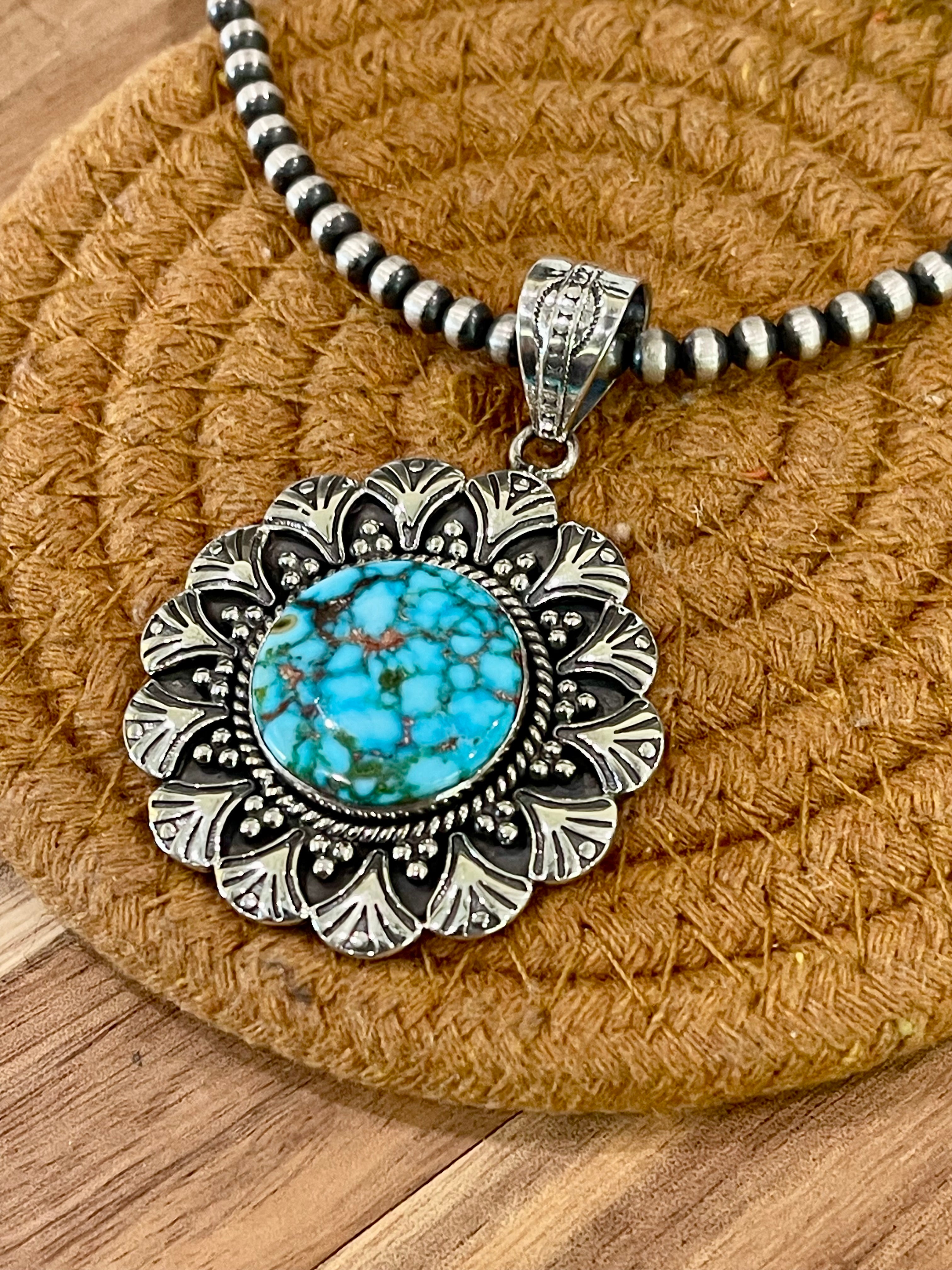 Handmade Sterling Silver & Sonoran Mountain Turquoise Pendant