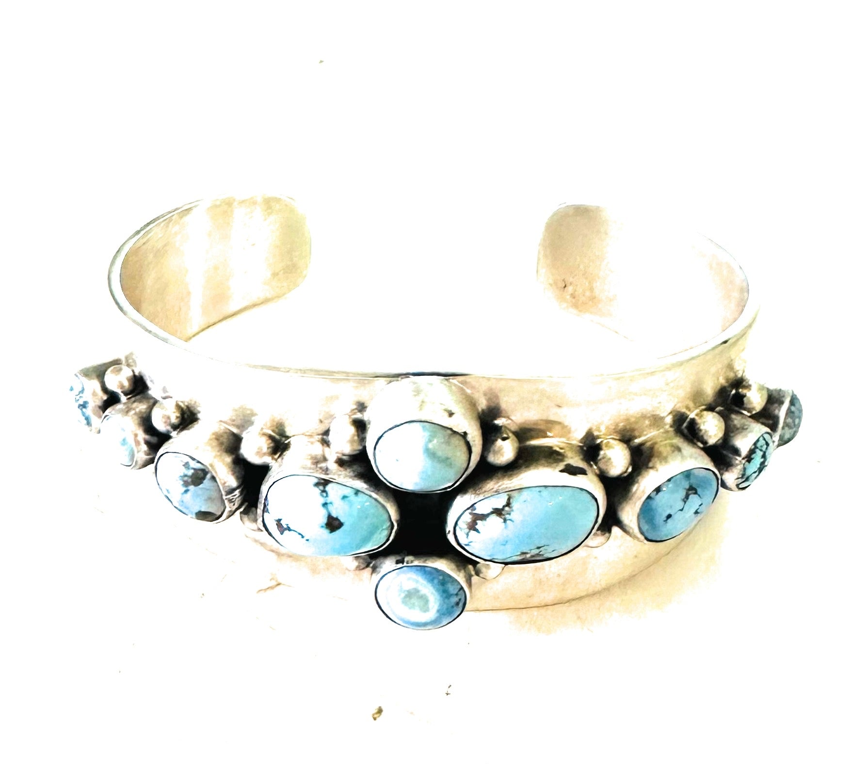 Navajo Golden Hills Turquoise & Sterling Silver Cuff Bracelet