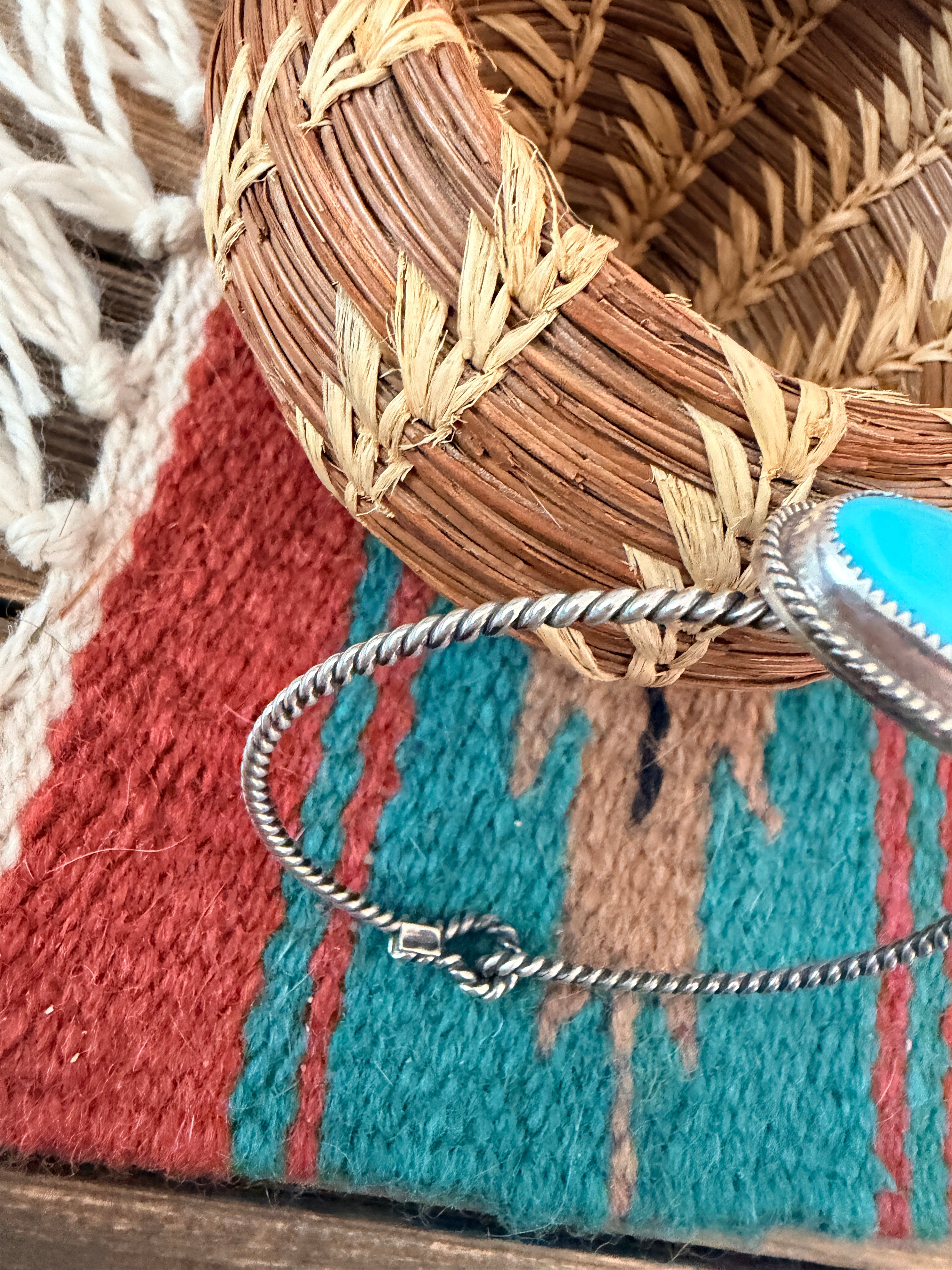 Handmade Turquoise & Sterling Silver Bangle Bracelet