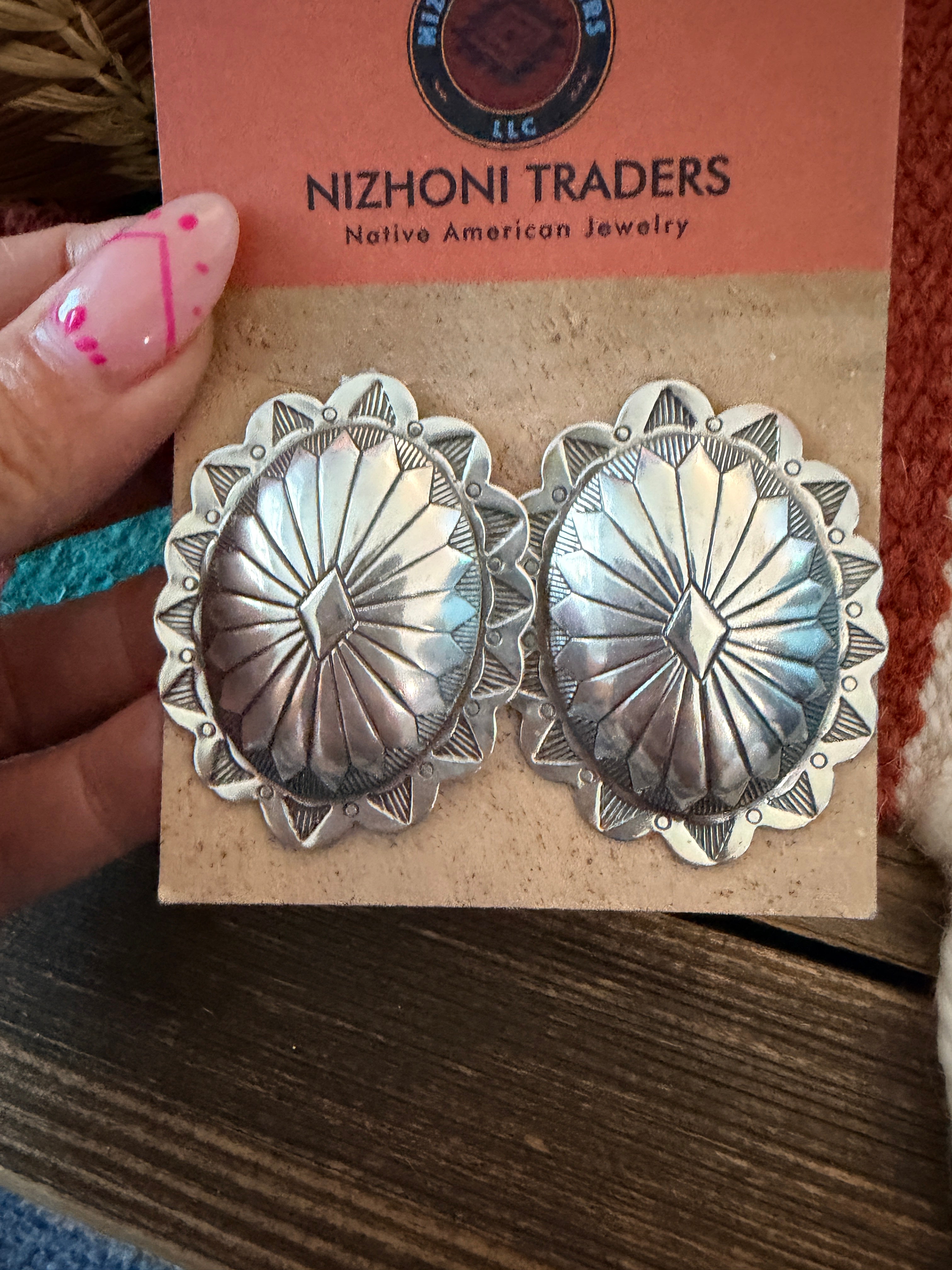 Handcrafted Sterling Silver Concho Post Earrings