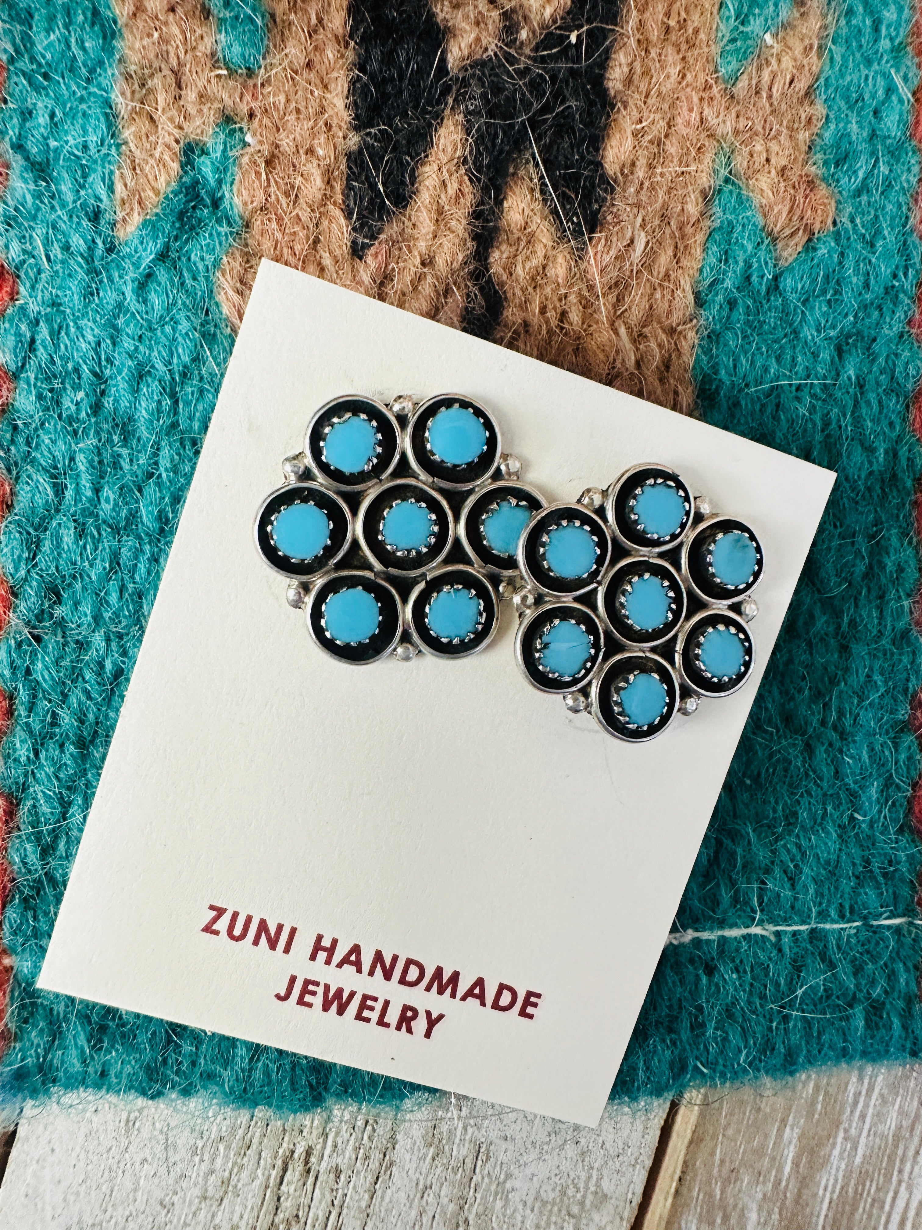 Zuni Sterling Silver & Turquoise Post Earrings