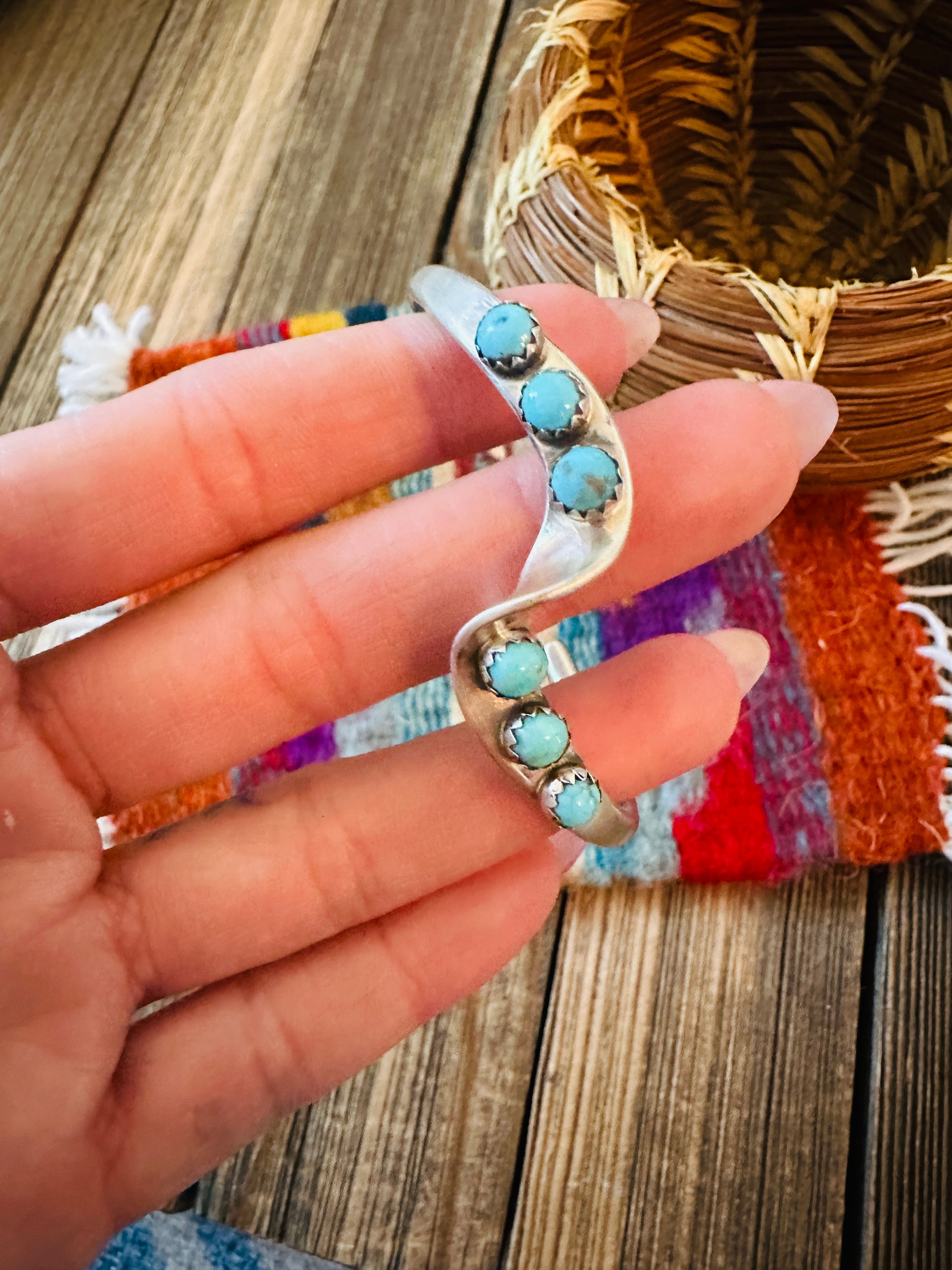 Handcrafted Twisted Sterling Silver & Turquoise Cuff Bracelet