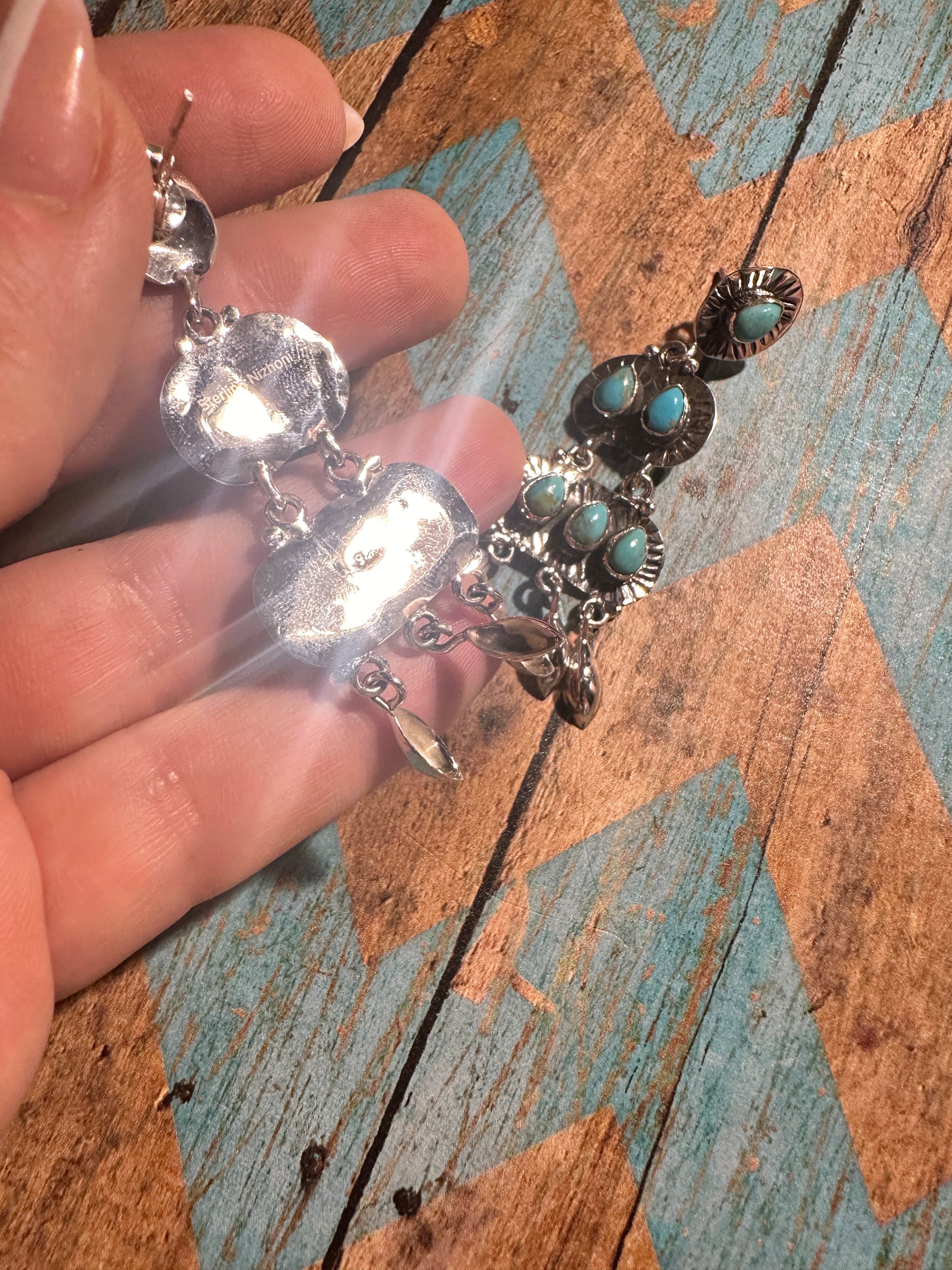 The Dixie Handmade Turquoise and Sterling Silver Dangles