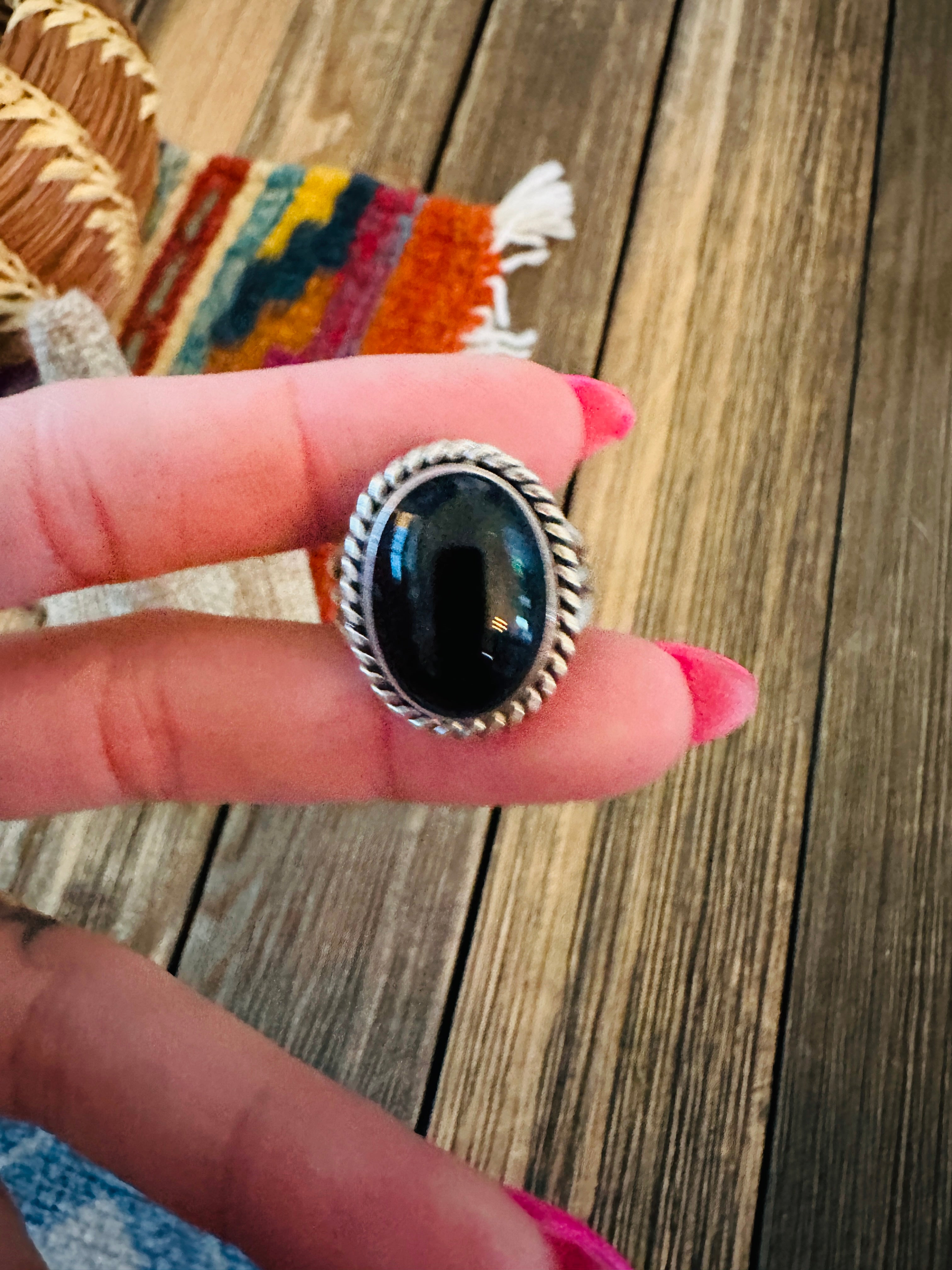 Handcrafted Black Onyx, & Sterling Silver Ring