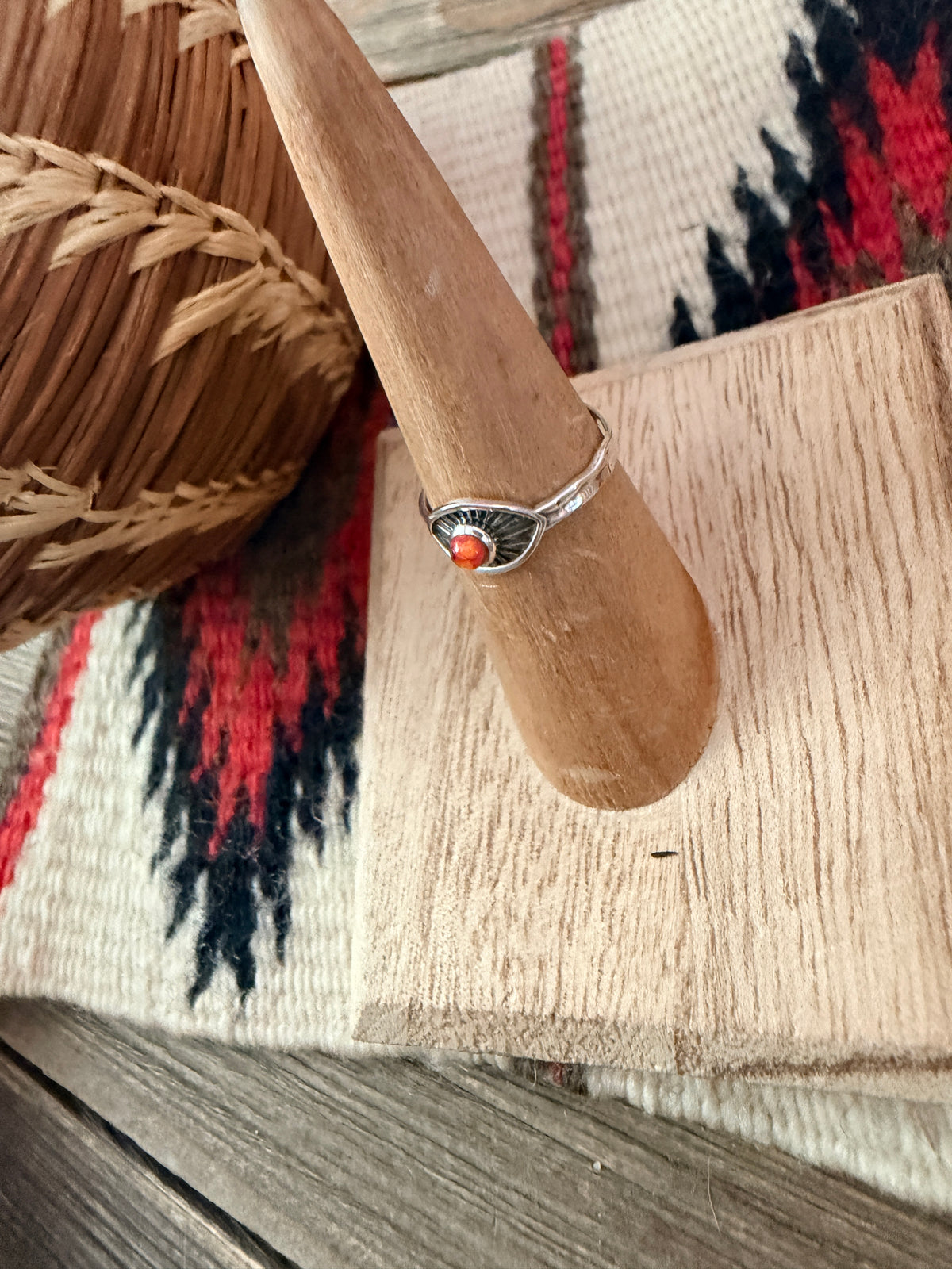 Handmade Sterling Silver & Pink Mojave Adjustable Ring