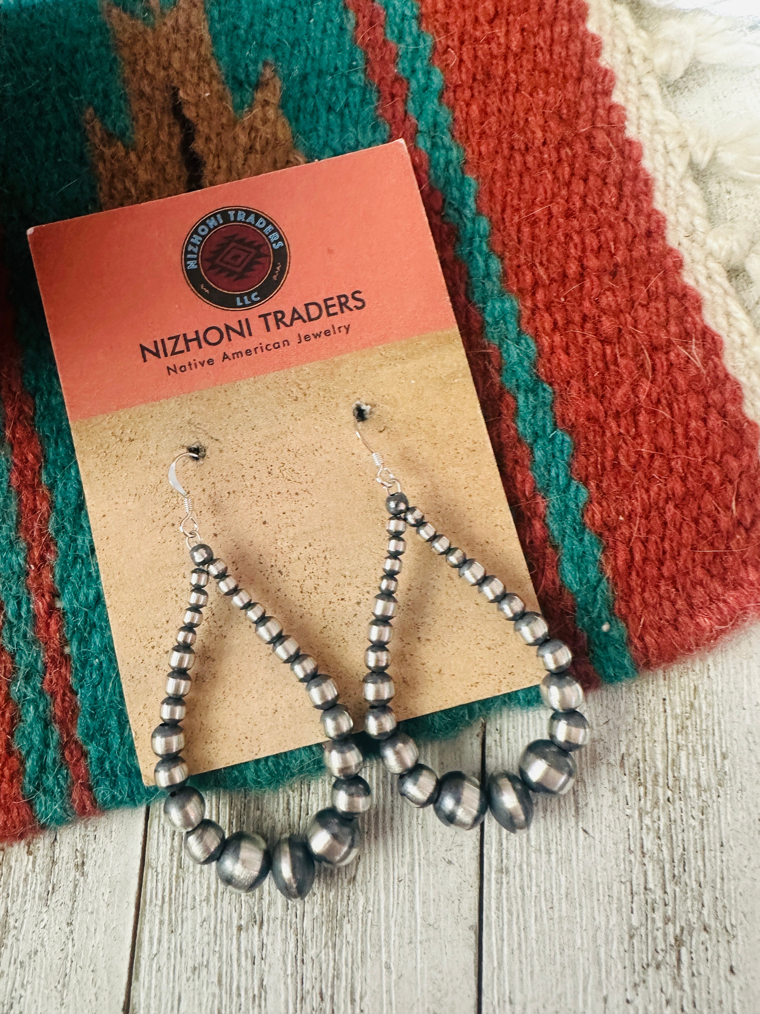 Handcrafted Sterling Silver Beaded Dangle Hoop Earrings