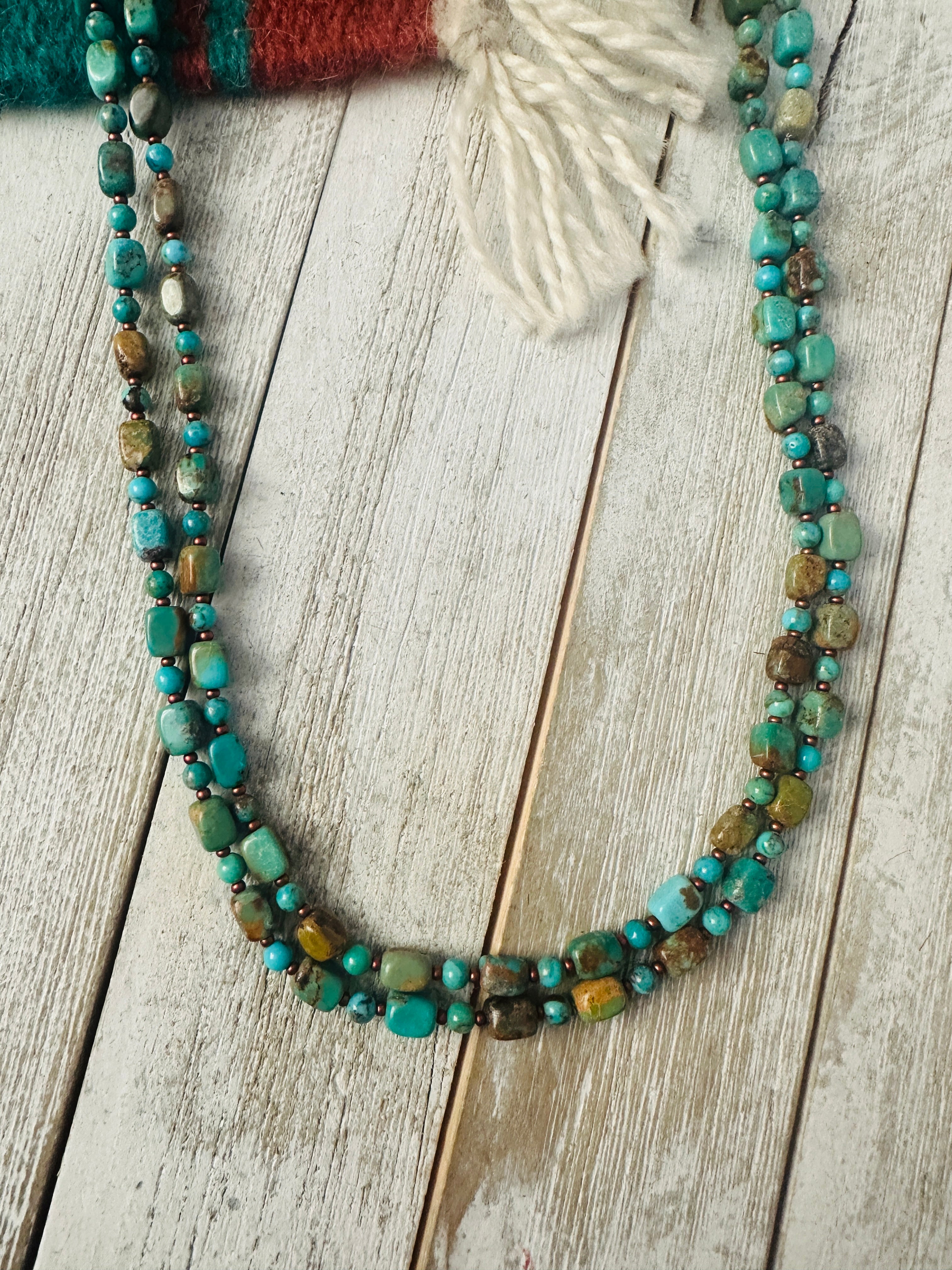 Navajo Turquoise & Copper 60” Beaded Necklace