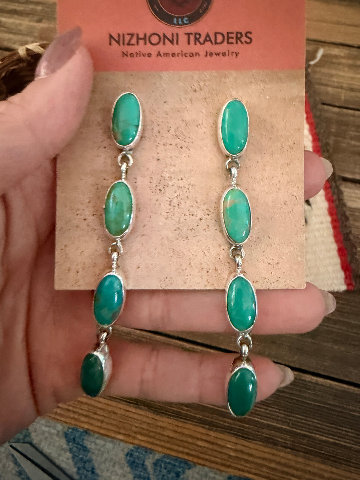 Handcrafted Turquoise & Sterling Silver Dangle Earrings