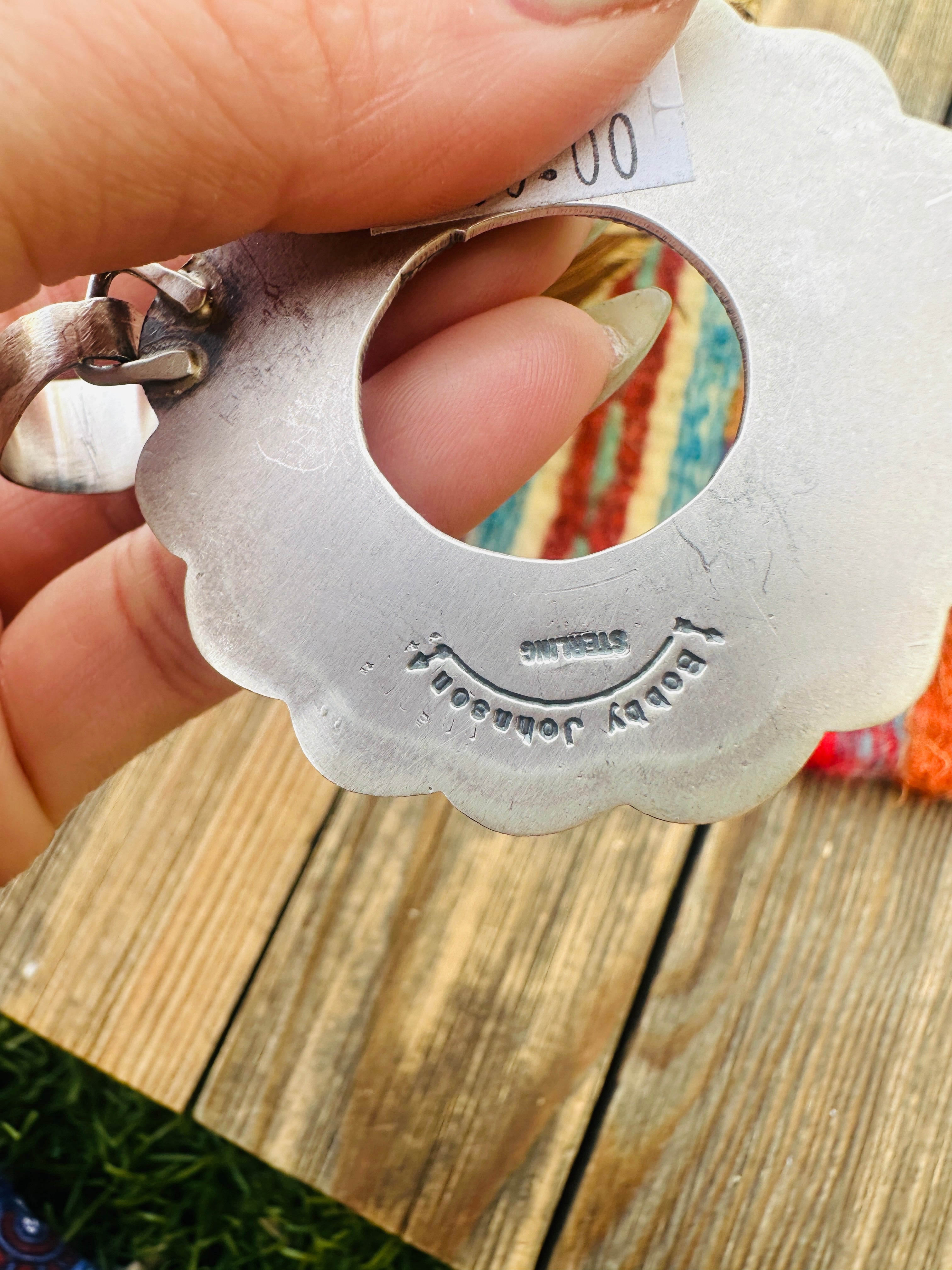 Handcrafted Sterling Silver & White Buffalo Pendant by Bobby Johnson