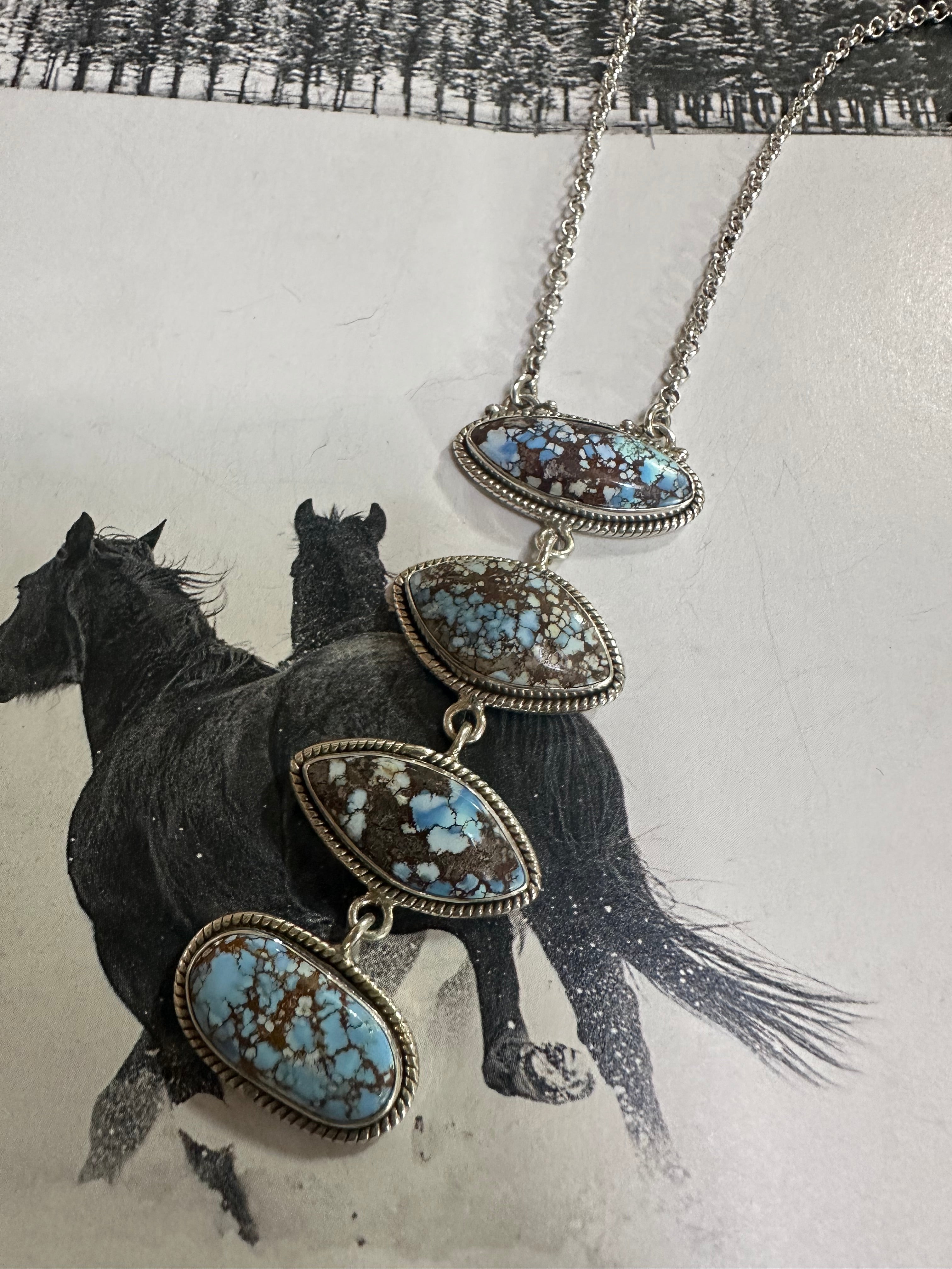 Handmade Sterling Silver Natural Golden Hills Necklace Signed Nizhoni