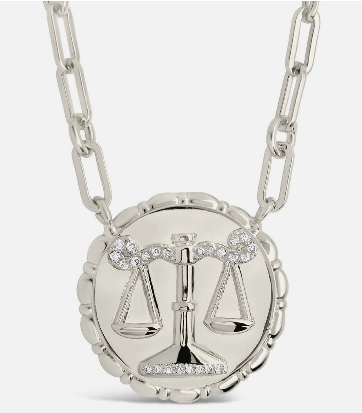 Bold CZ Zodiac Link Libra Necklace
