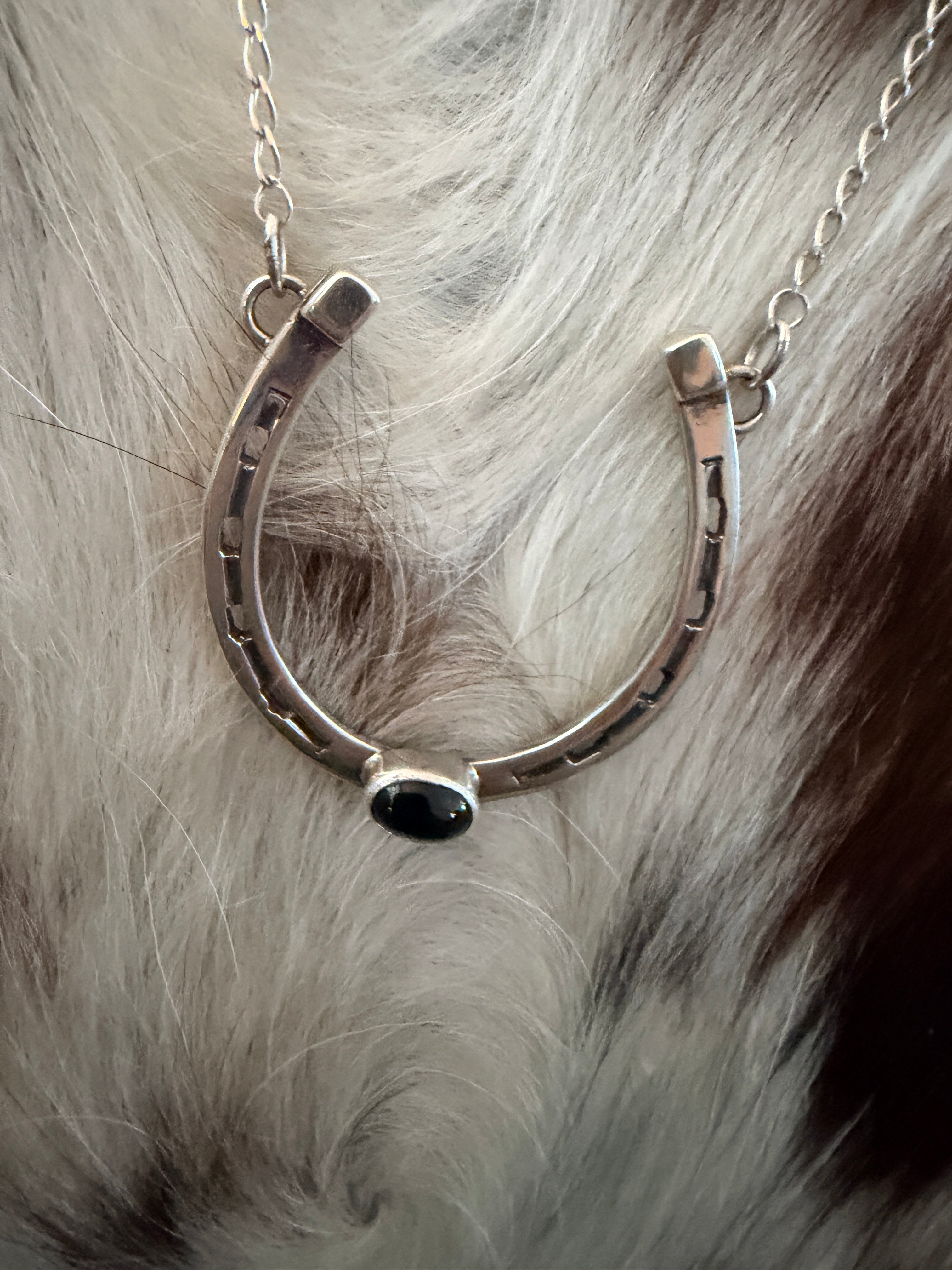 Handcrafted Onyx & Sterling Silver Horseshoe Necklace
