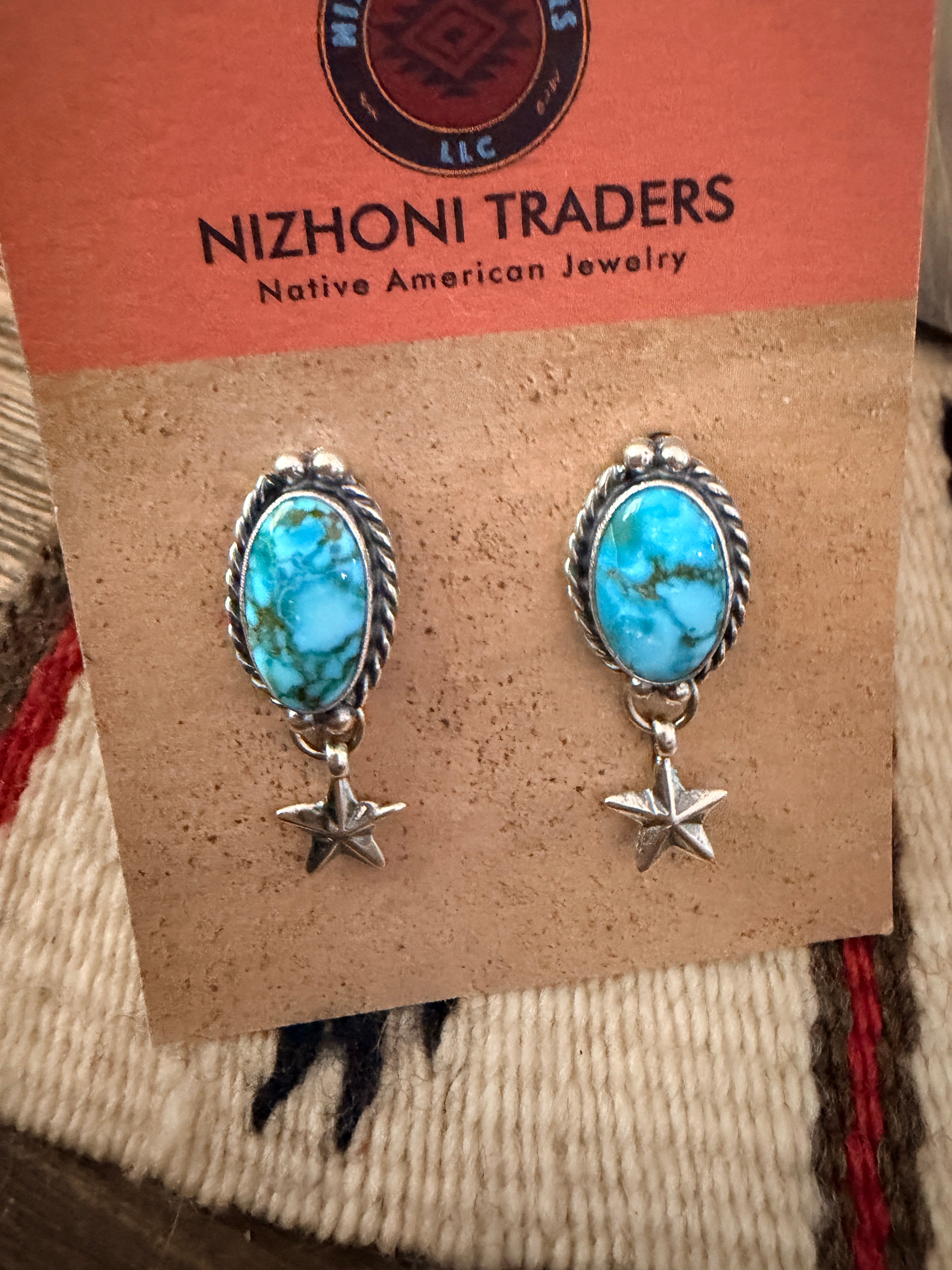 Handcrafted Turquoise & Sterling Silver Necklace and Earring Set by Larry Kaye
