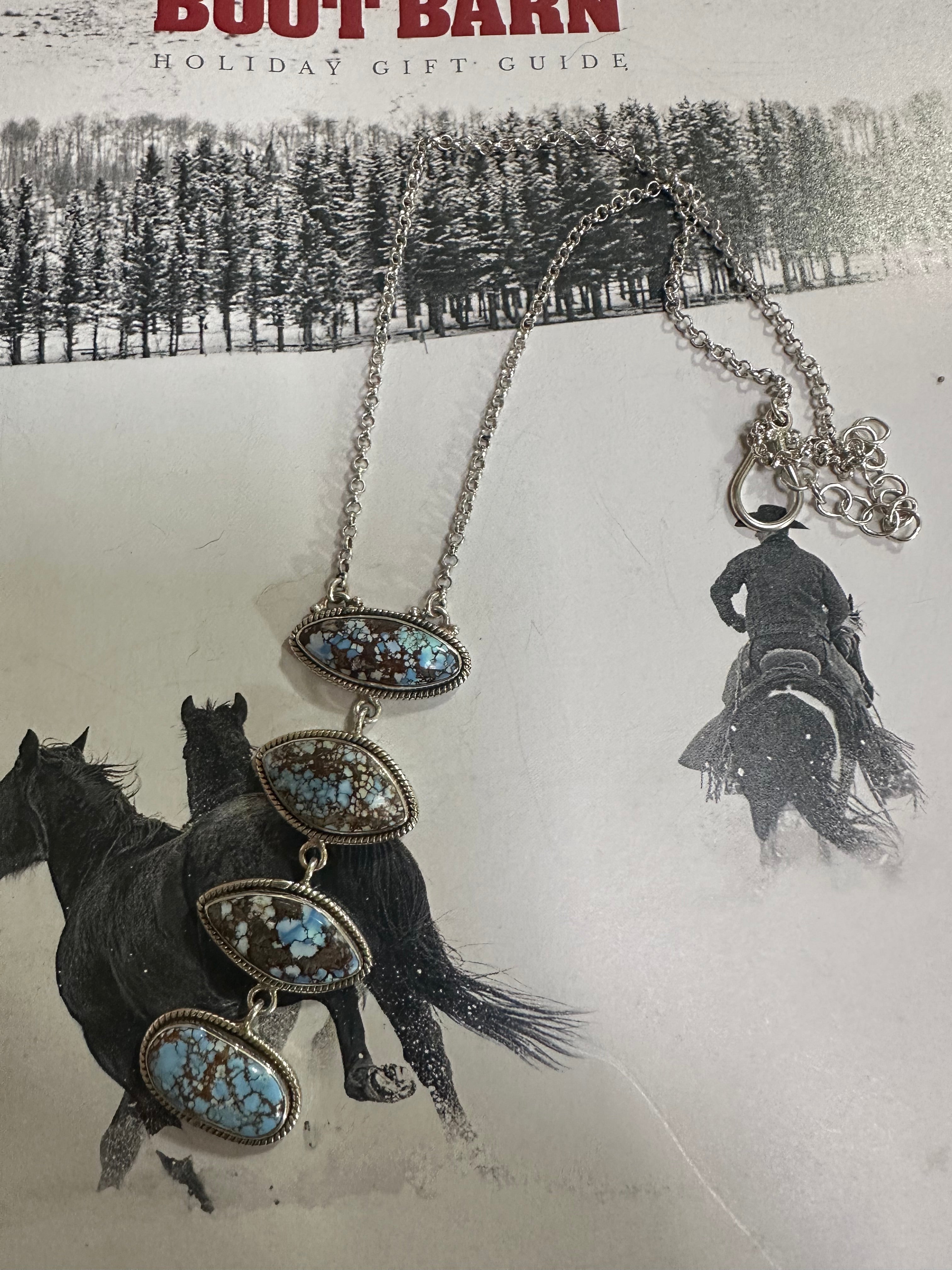 Handmade Sterling Silver Natural Golden Hills Necklace Signed Nizhoni