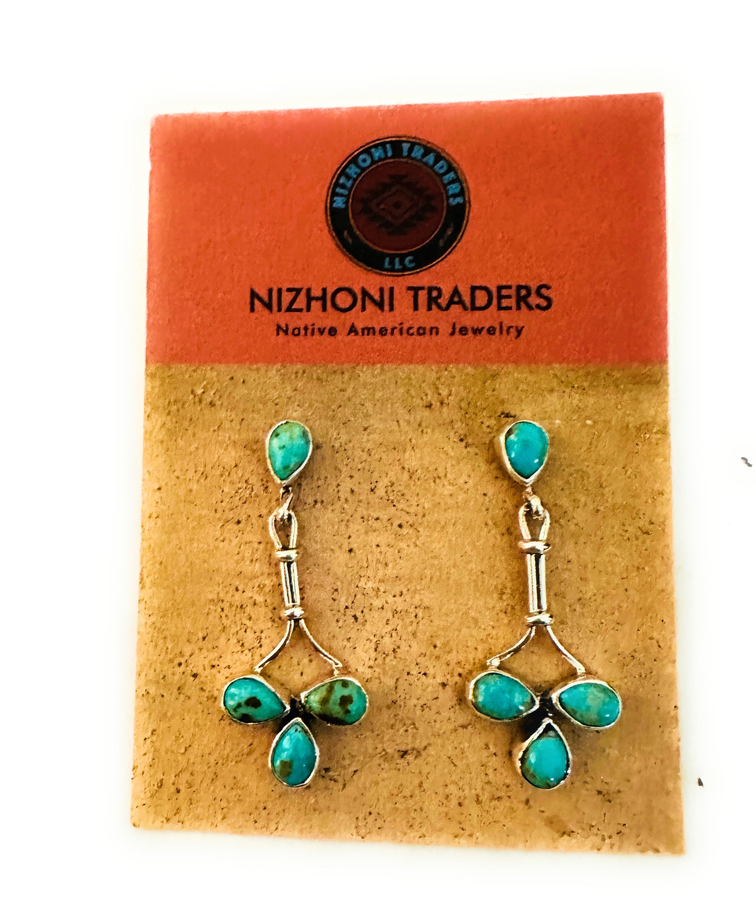 Navajo Sterling Silver & Turquoise Dangle Earrings