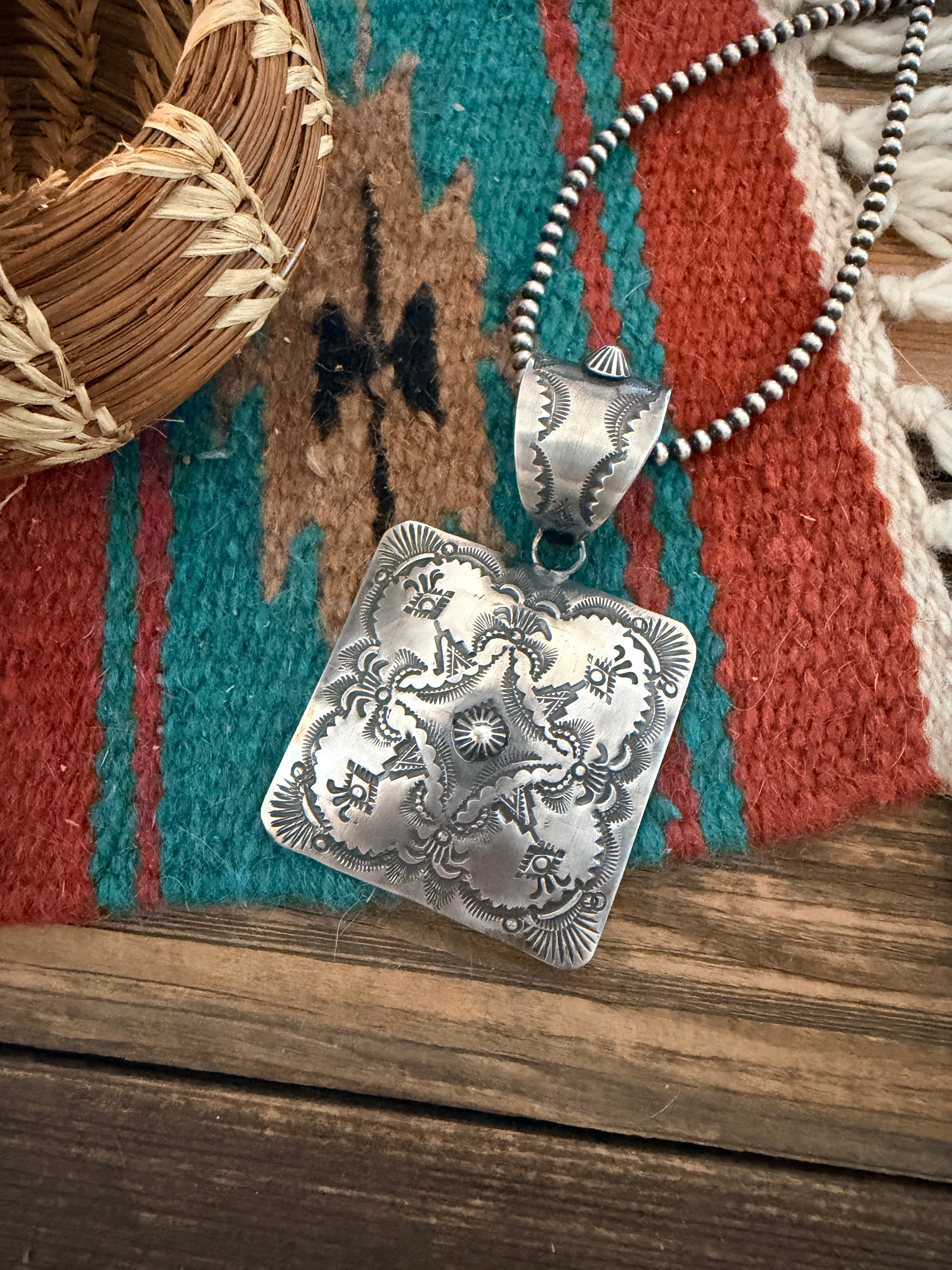 Handcrafted Sterling Silver Concho Pendant by Vincent Platero