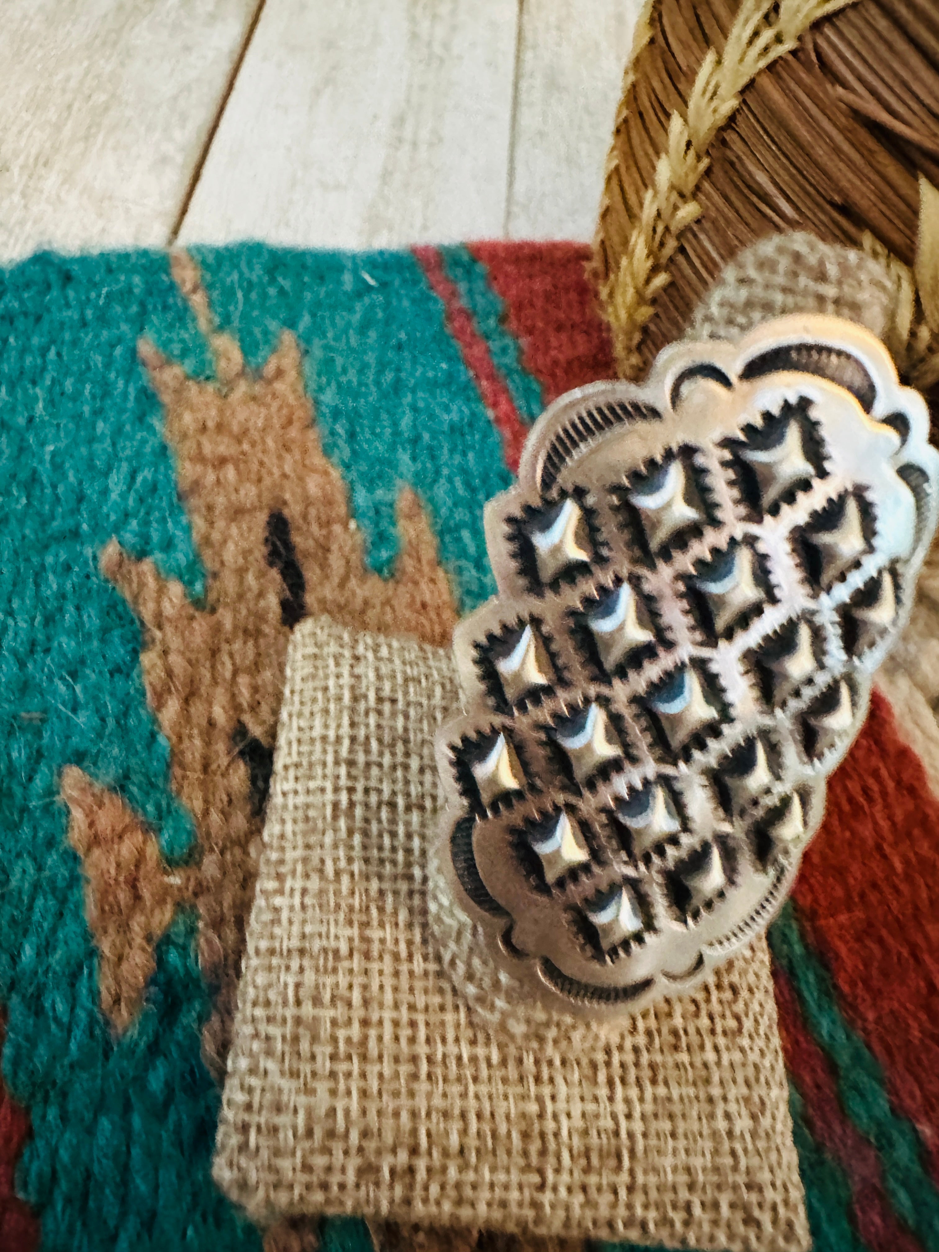 Handcrafted Sterling Silver Adjustable Concho Ring by Leander Tahe