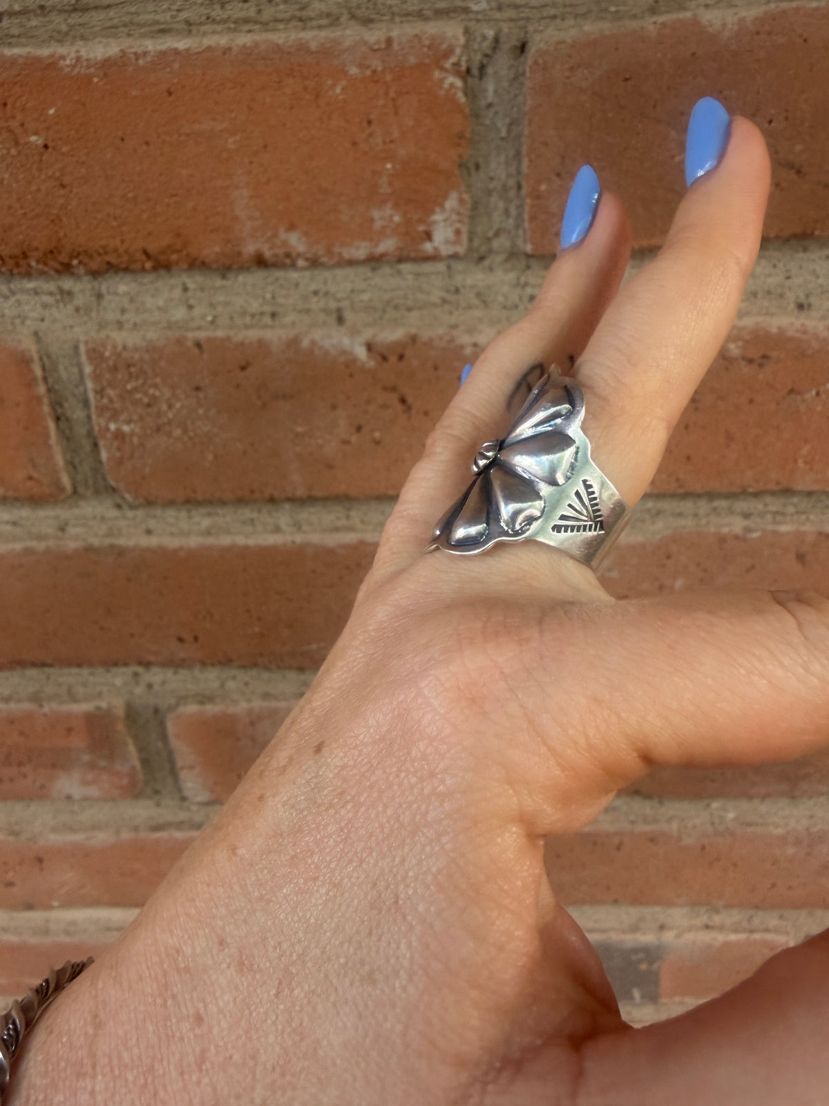 Handcrafted Sterling Silver Flower Concho Ring by Darrell Cadman (Leslies favorite)