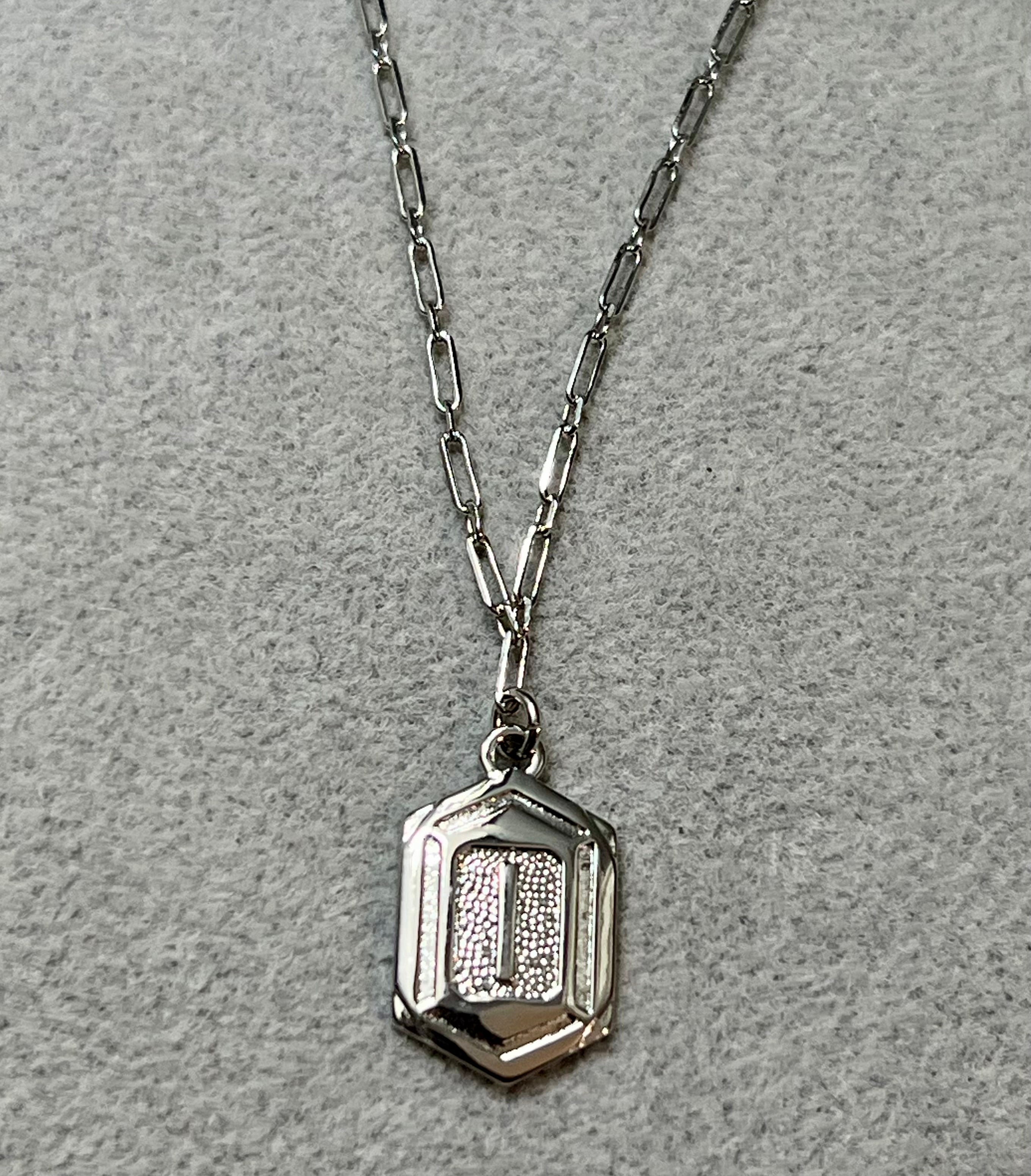 Hexagon Tag Initial “I” Pendant Necklace