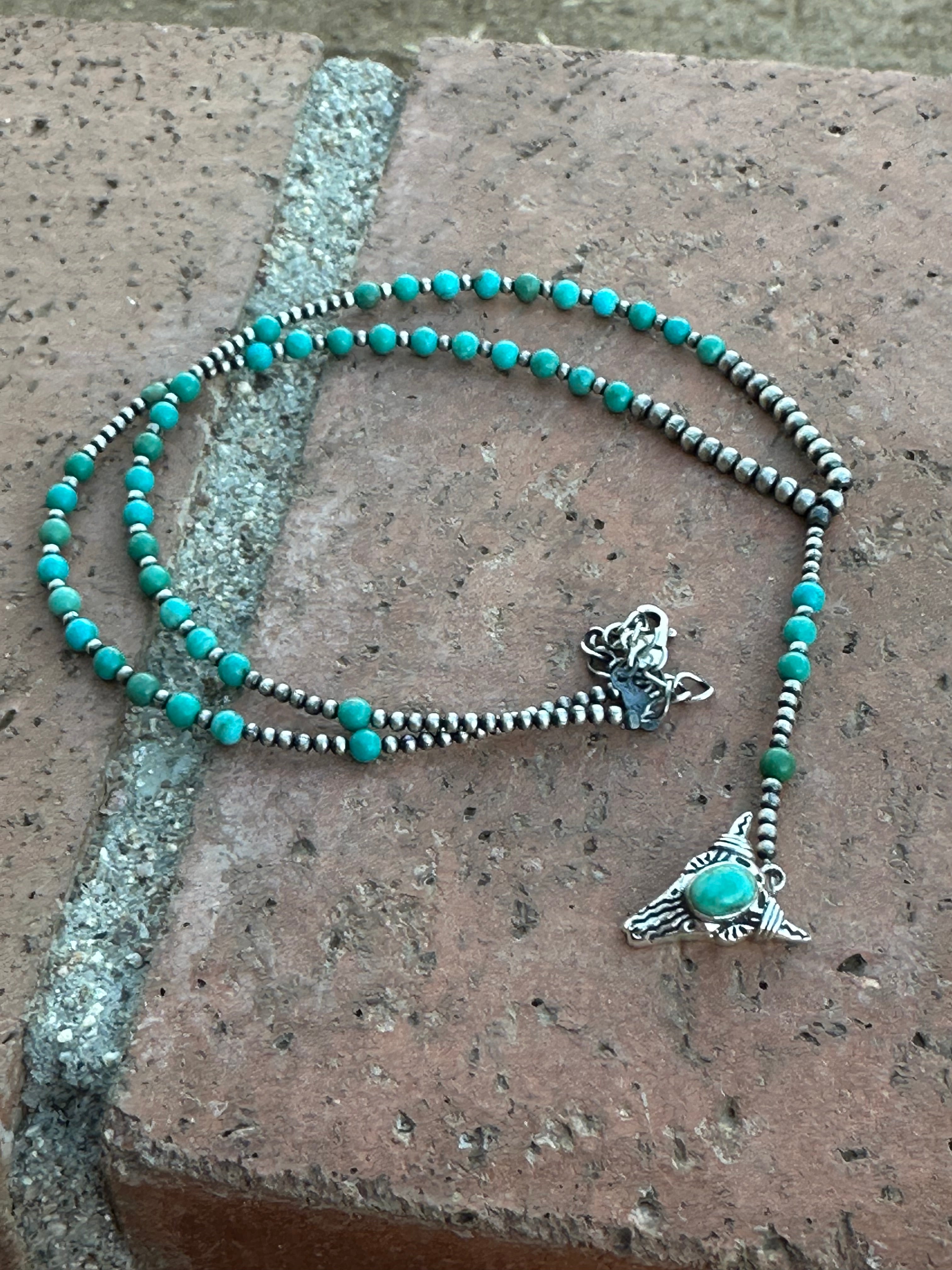 Handmade Sterling Silver & Turquoise Western Lariat Necklace