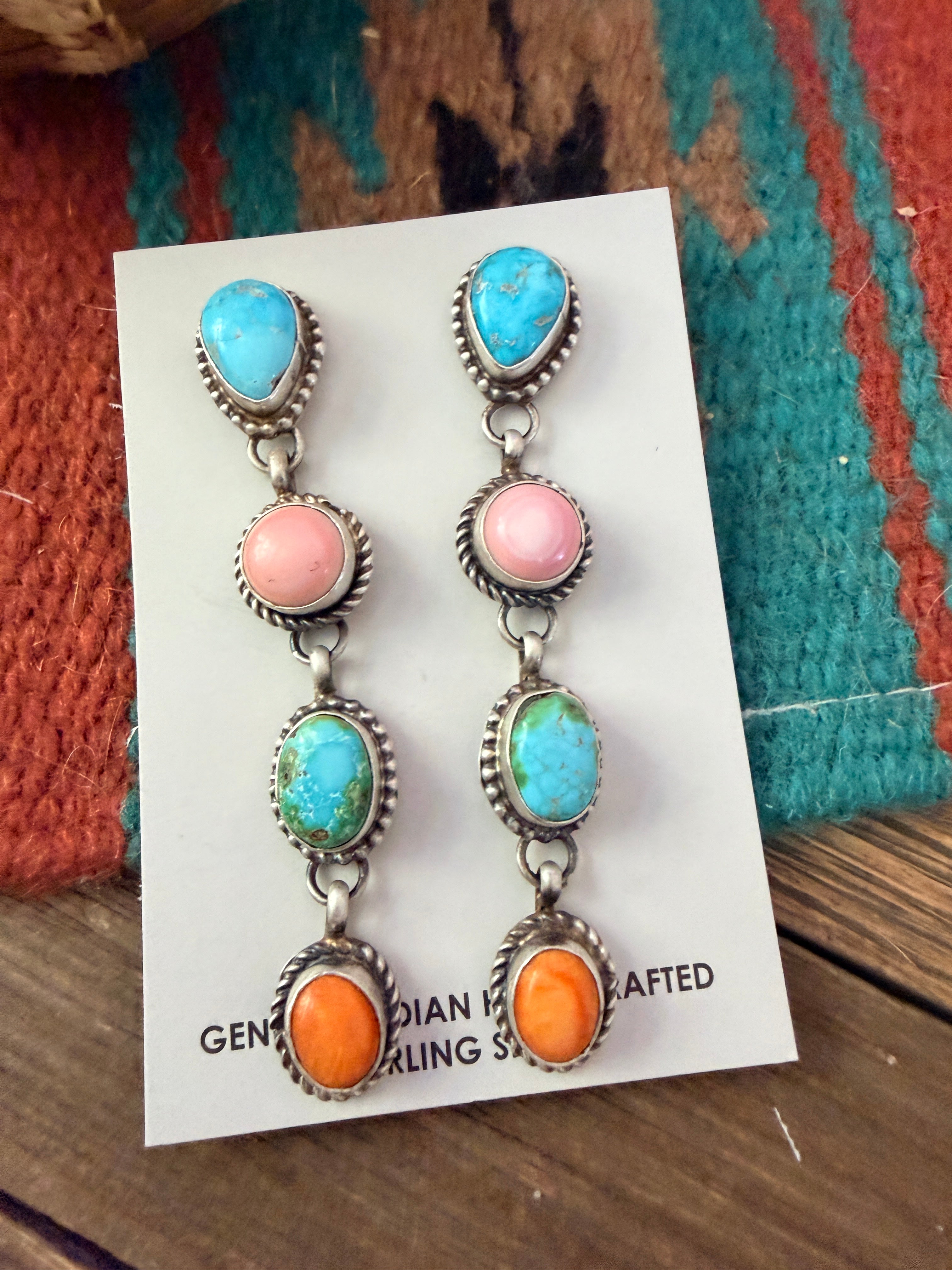Handcrafted Multi Stone & Sterling Silver Dangle Earrings by Vicky Hicks