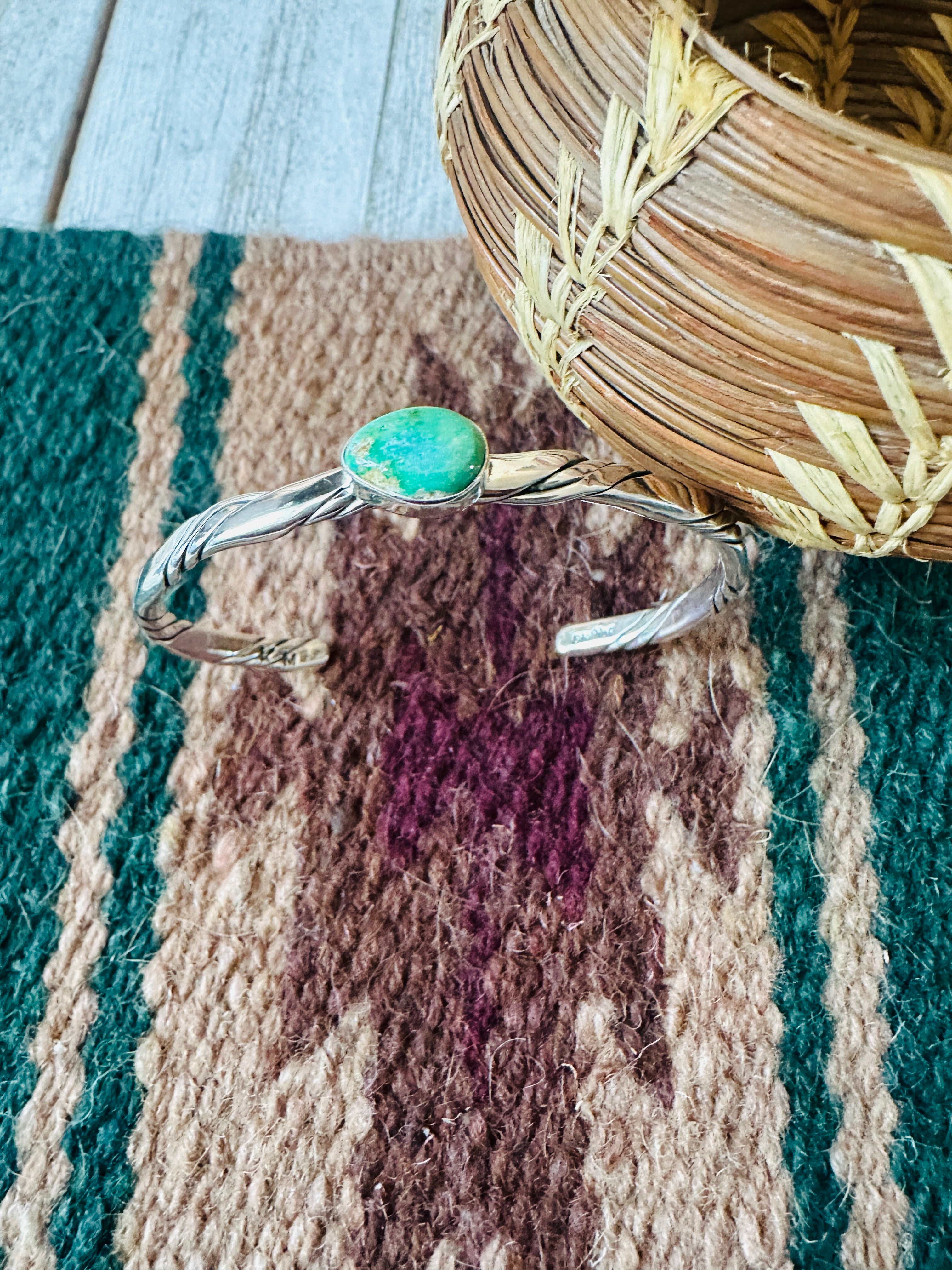 Navajo Sonoran Gold Turquoise & Sterling Silver Cuff Bracelet