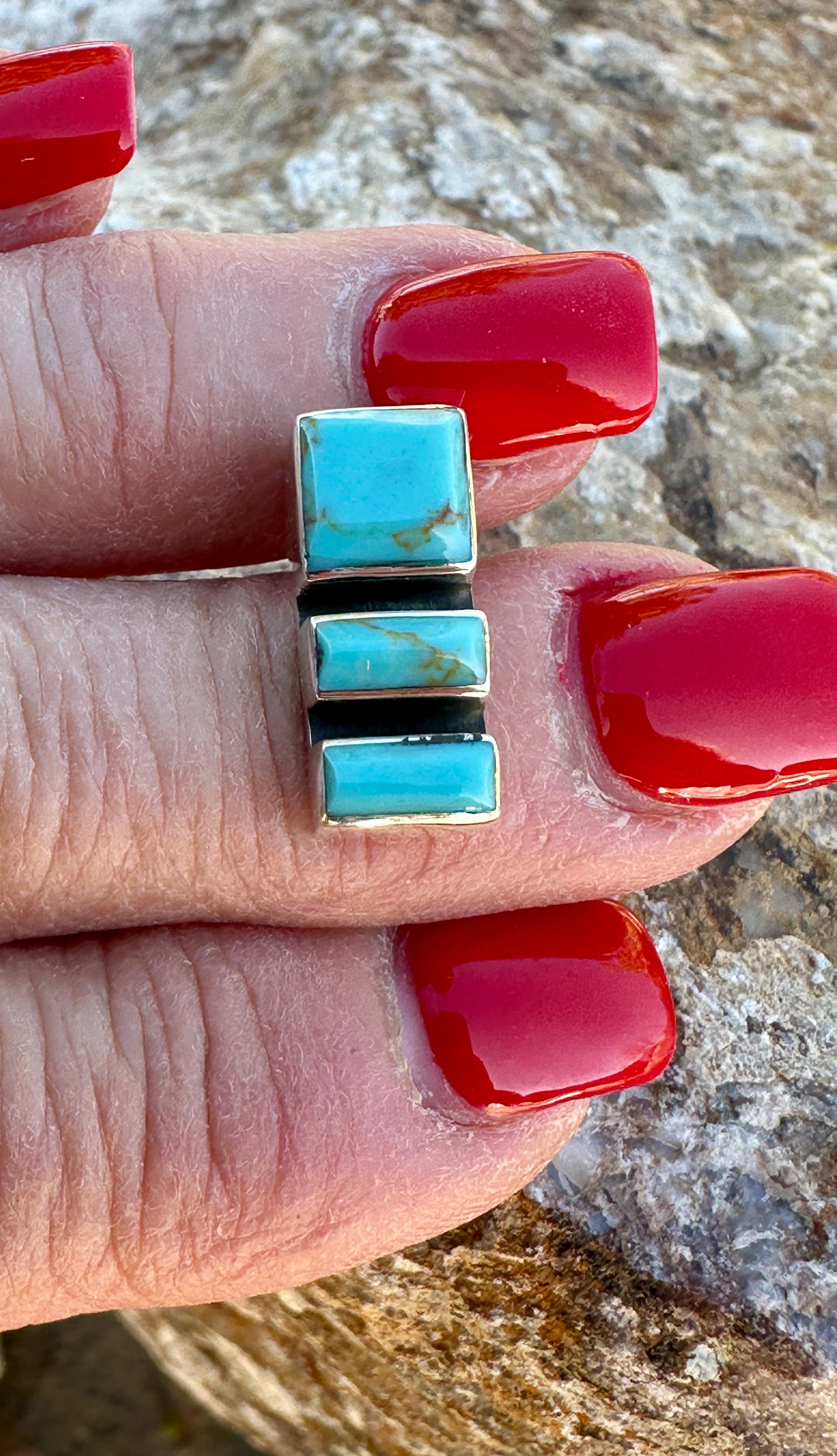 Turquoise Mosaic Sterling Silver Earrings