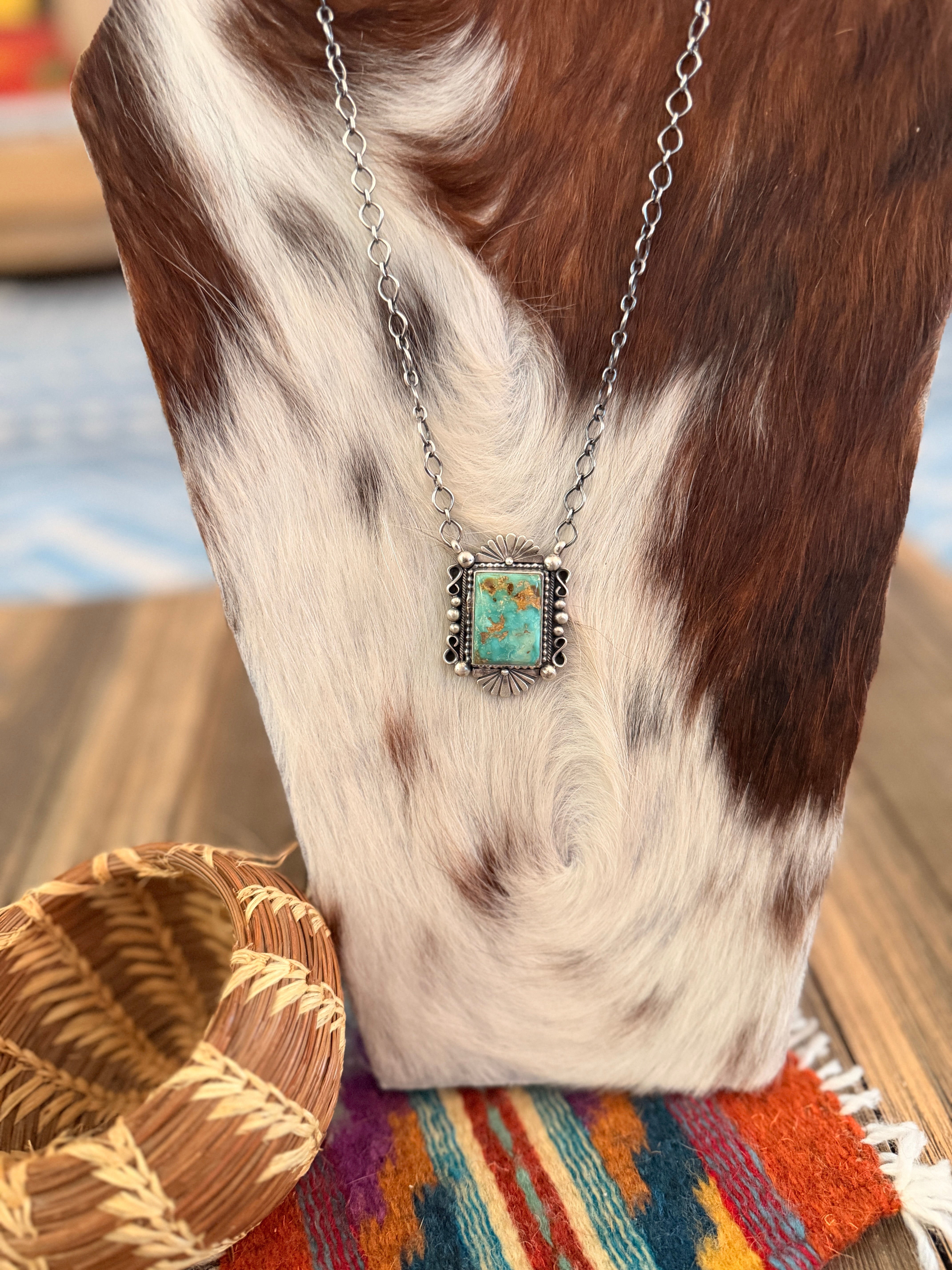 Handcrafted Royston Turquoise & Sterling Silver Necklace by Daniel Benally