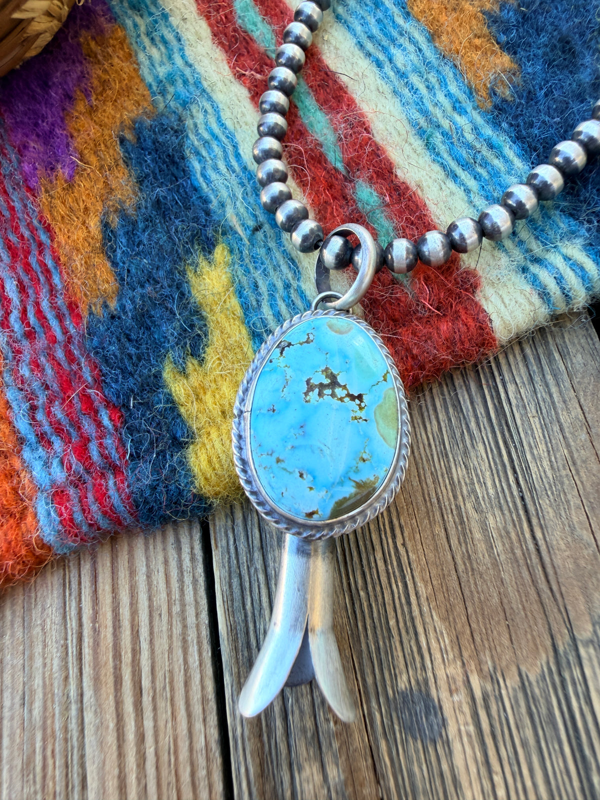 Handcrafted Sterling Silver & Turquoise Blossom Pendant