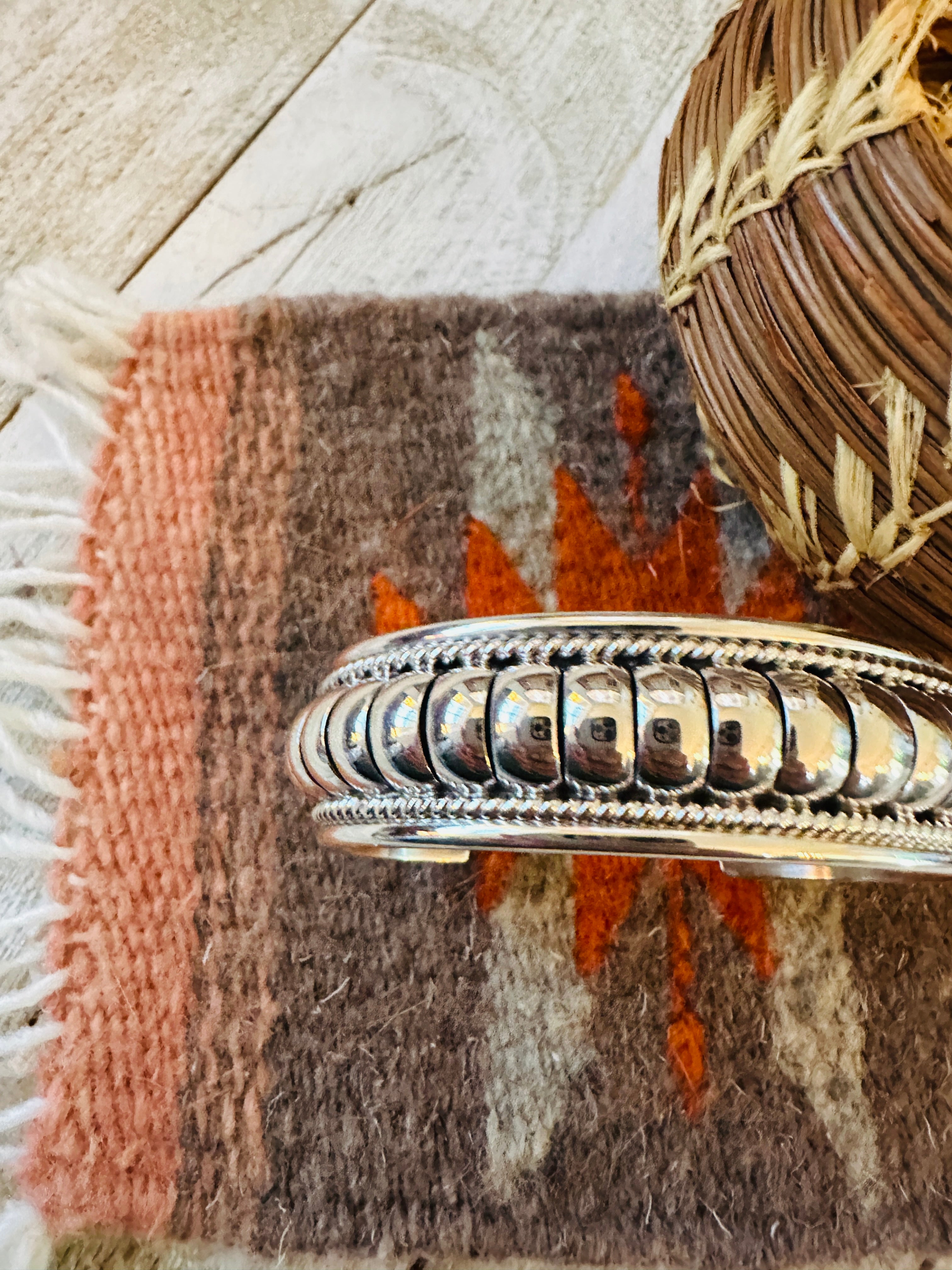 Handcrafted Rolled Sterling Silver Cuff Bracelet by Tom Charley