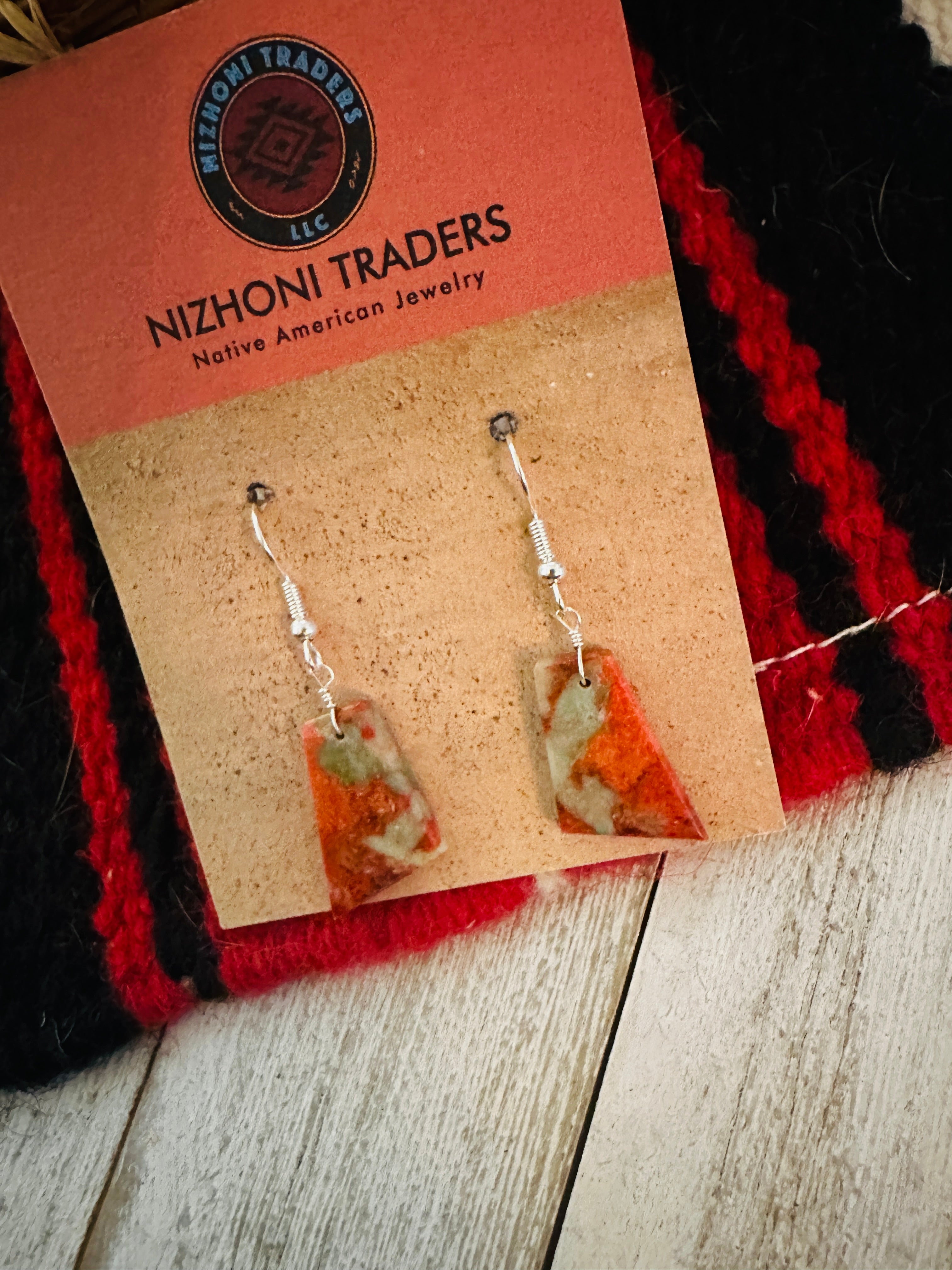 Navajo Sterling Silver & Spice Slab Dangle Earrings