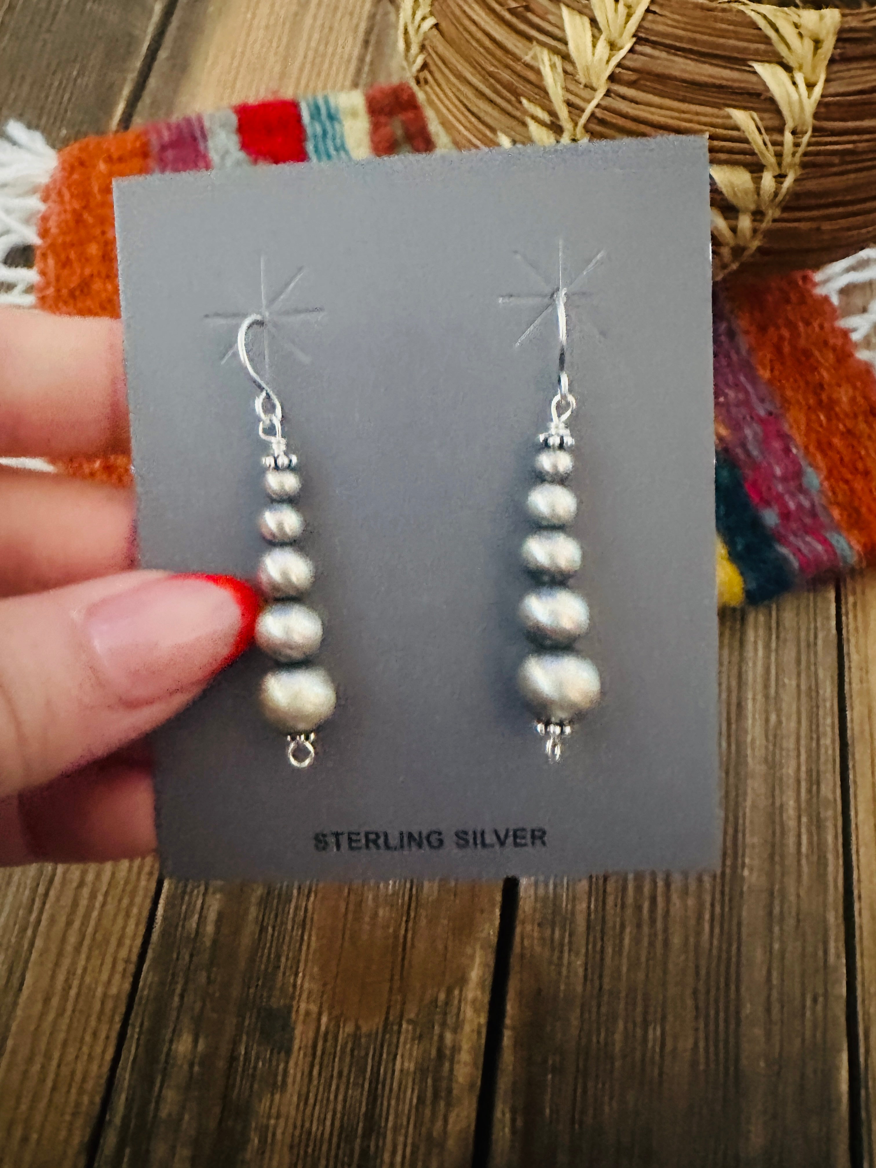 Handcrafted Sterling Silver Pearl Beaded Dangle Earrings
