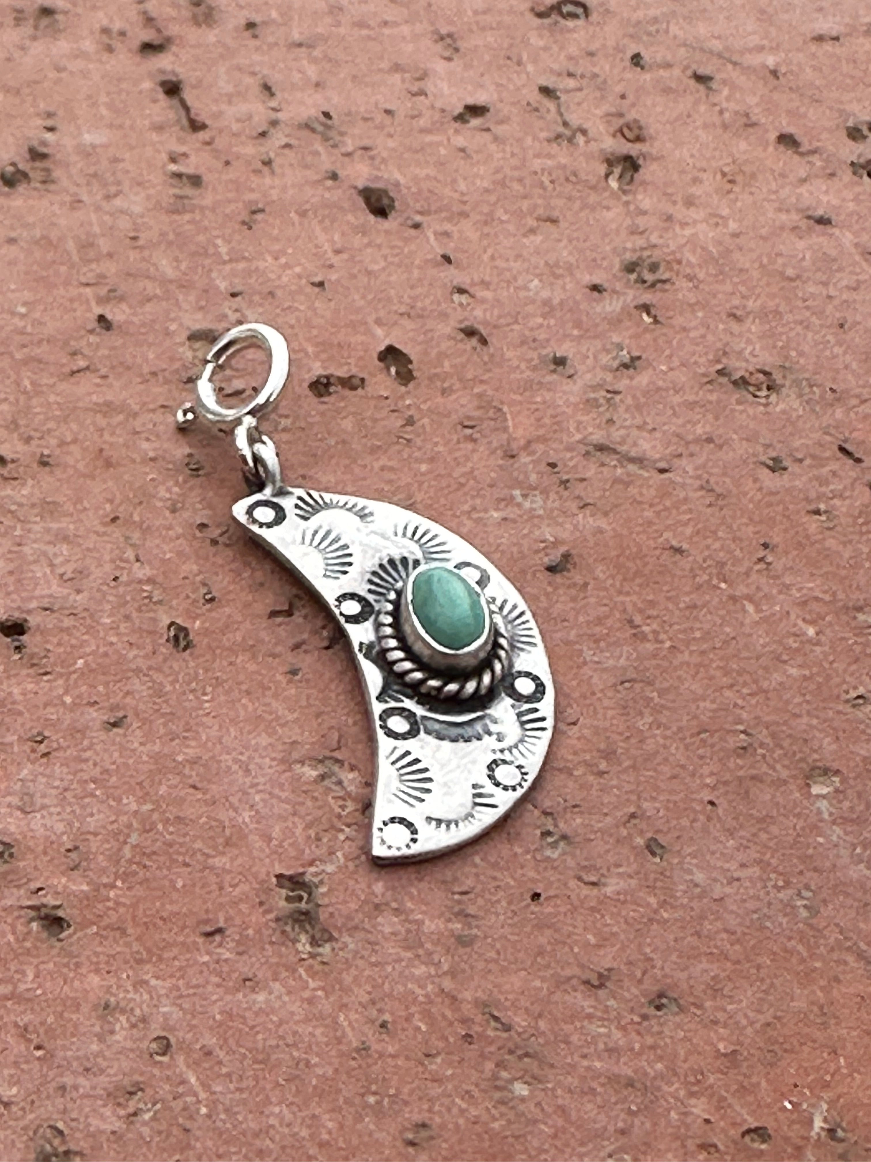 Sterling Silver Turquoise Moon Charm