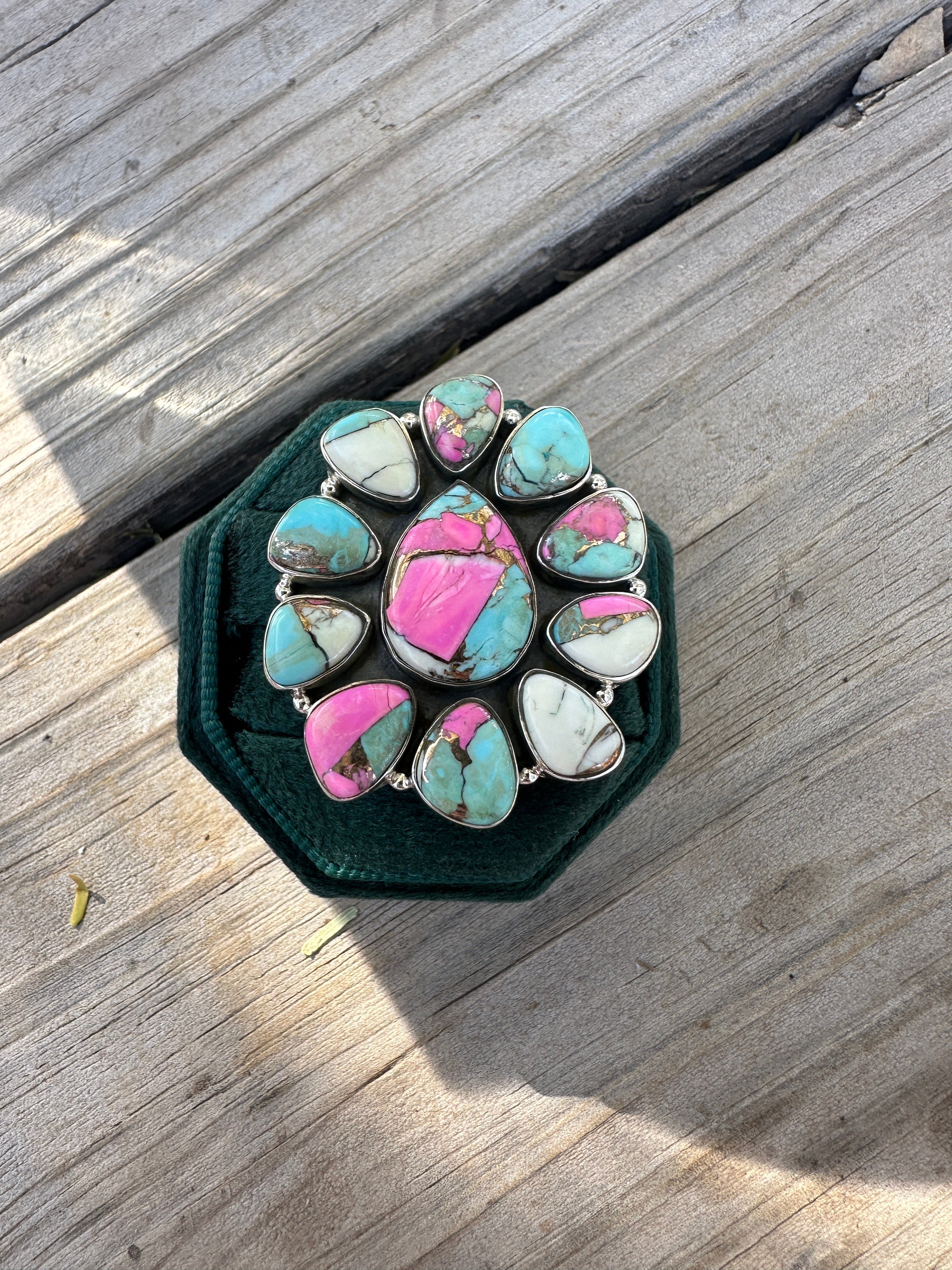 Handmade Cotton Candy Sterling Adjustable Cluster Ring