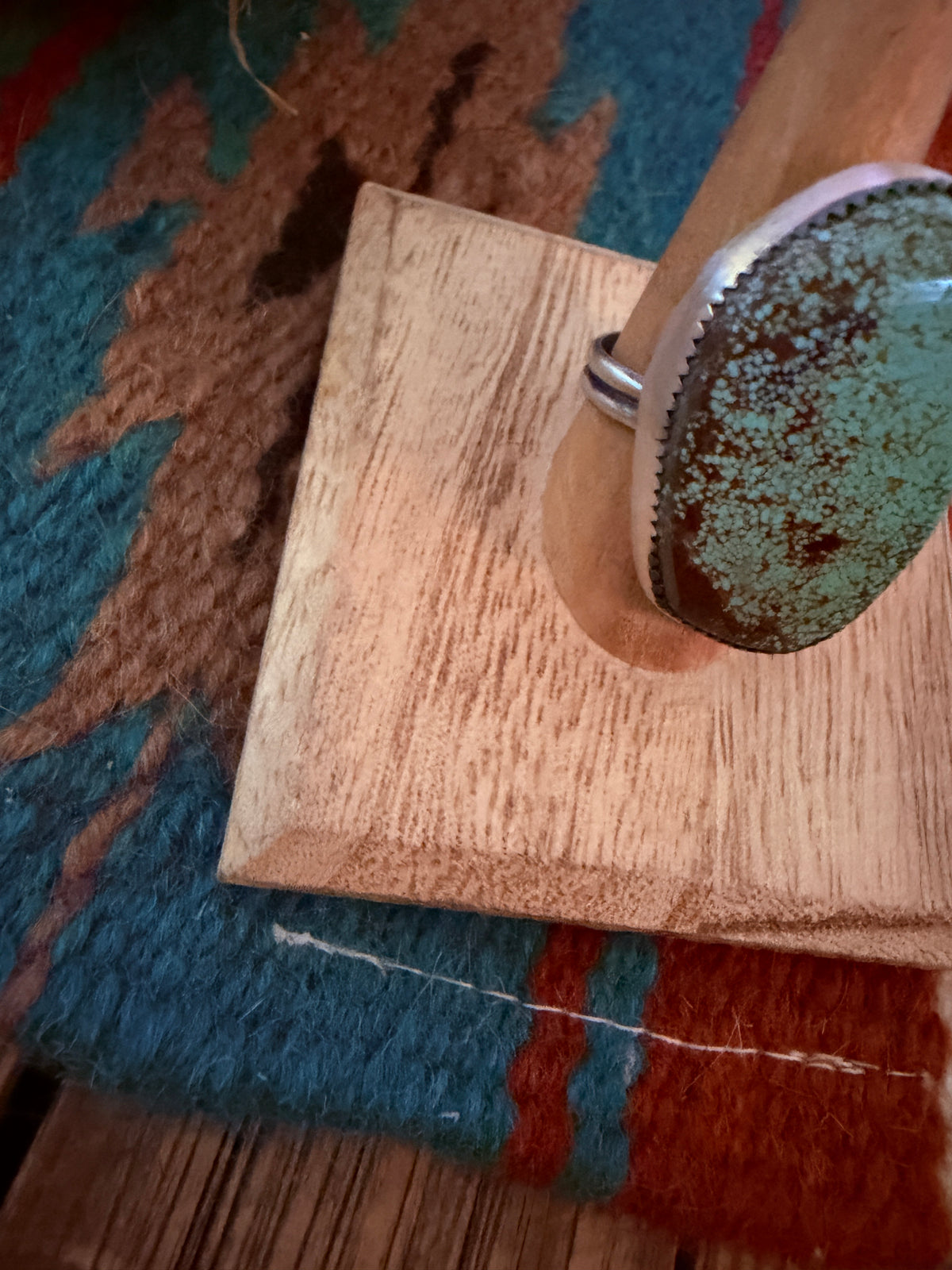 Handcrafted Number 8 Turquoise & Sterling Silver Adjustable Ring by Leslie Nez