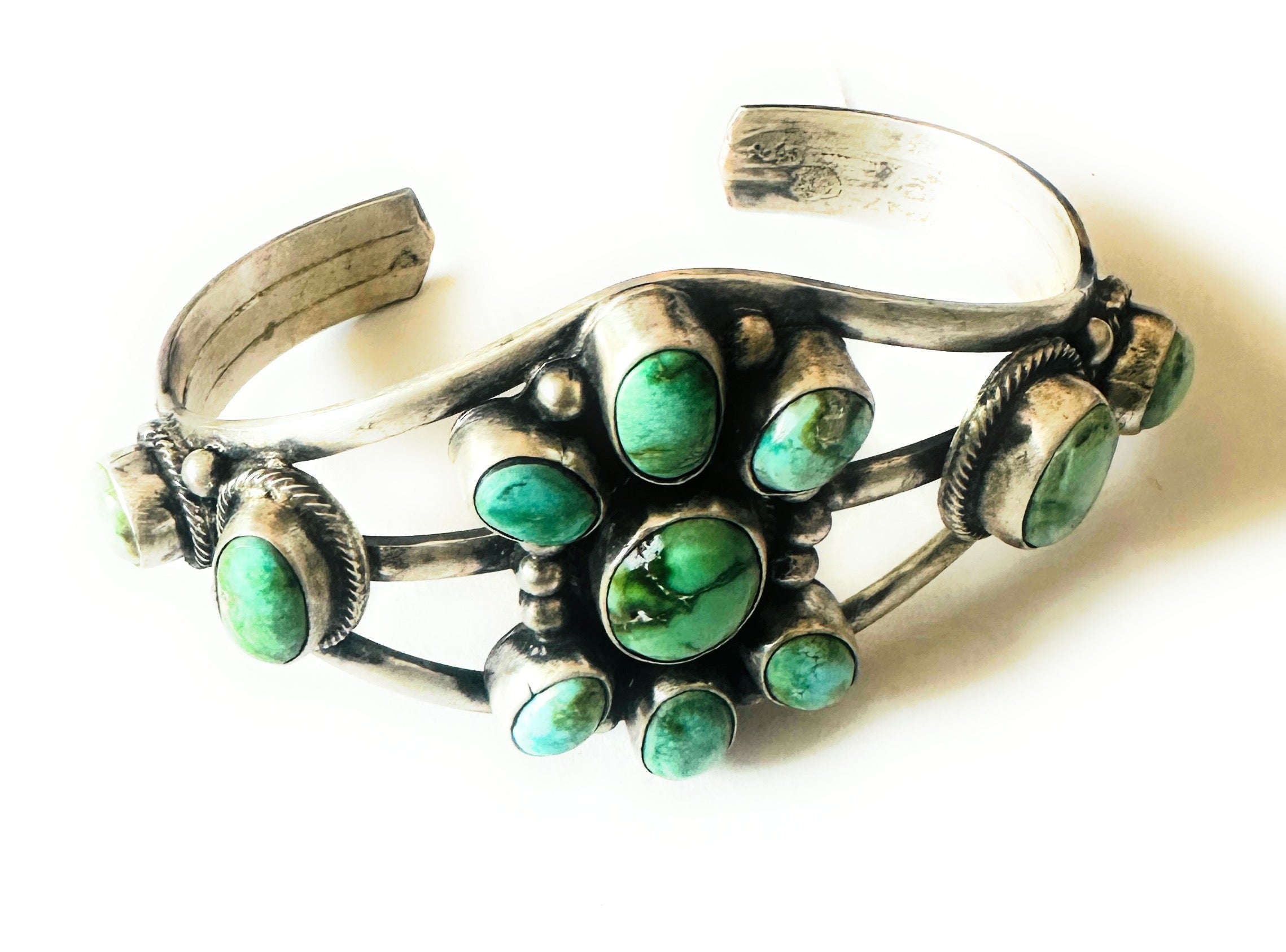 Navajo Sonoran Gold Turquoise & Sterling Silver Cuff Bracelet