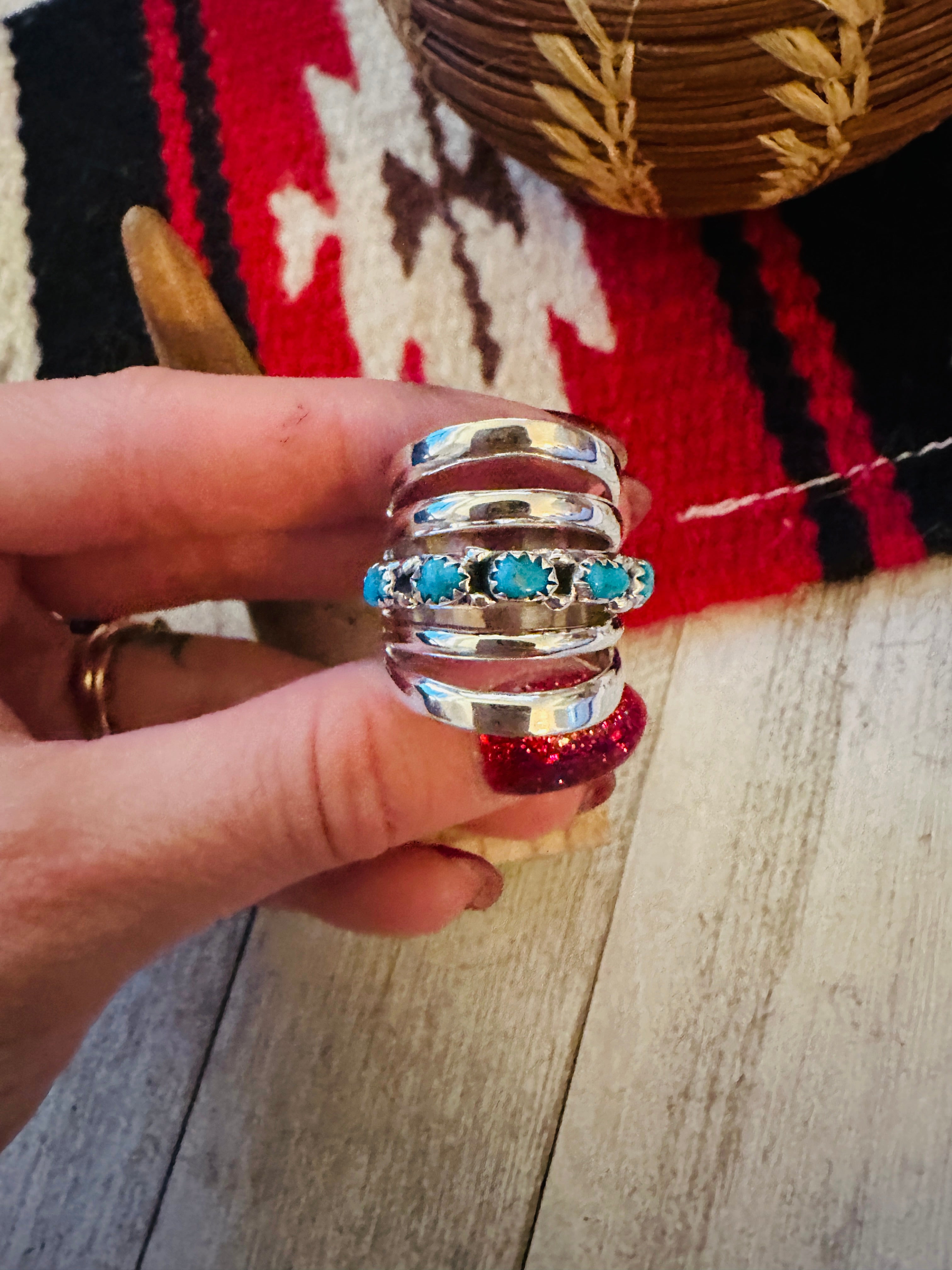 Navajo Turquoise & Sterling Silver Bar Ring