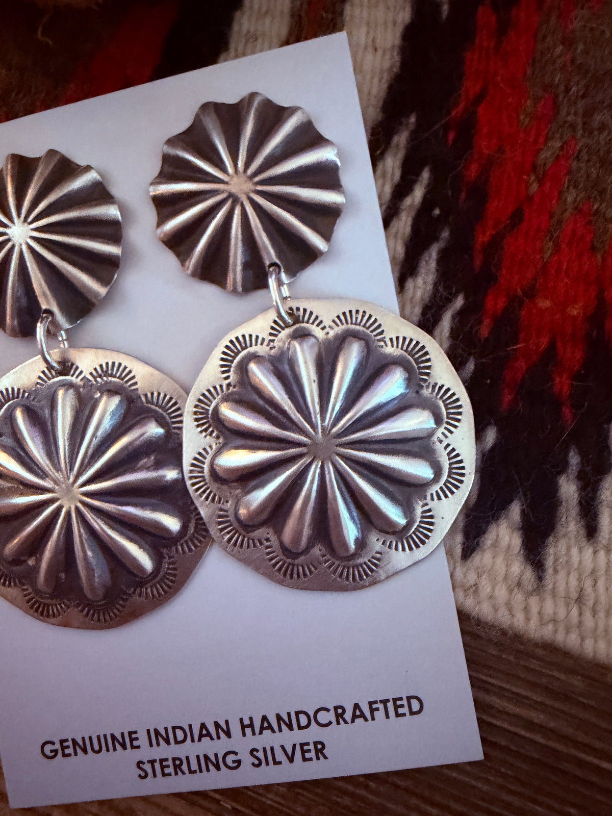 Handcrafted Sterling Silver Concho Dangle Earrings