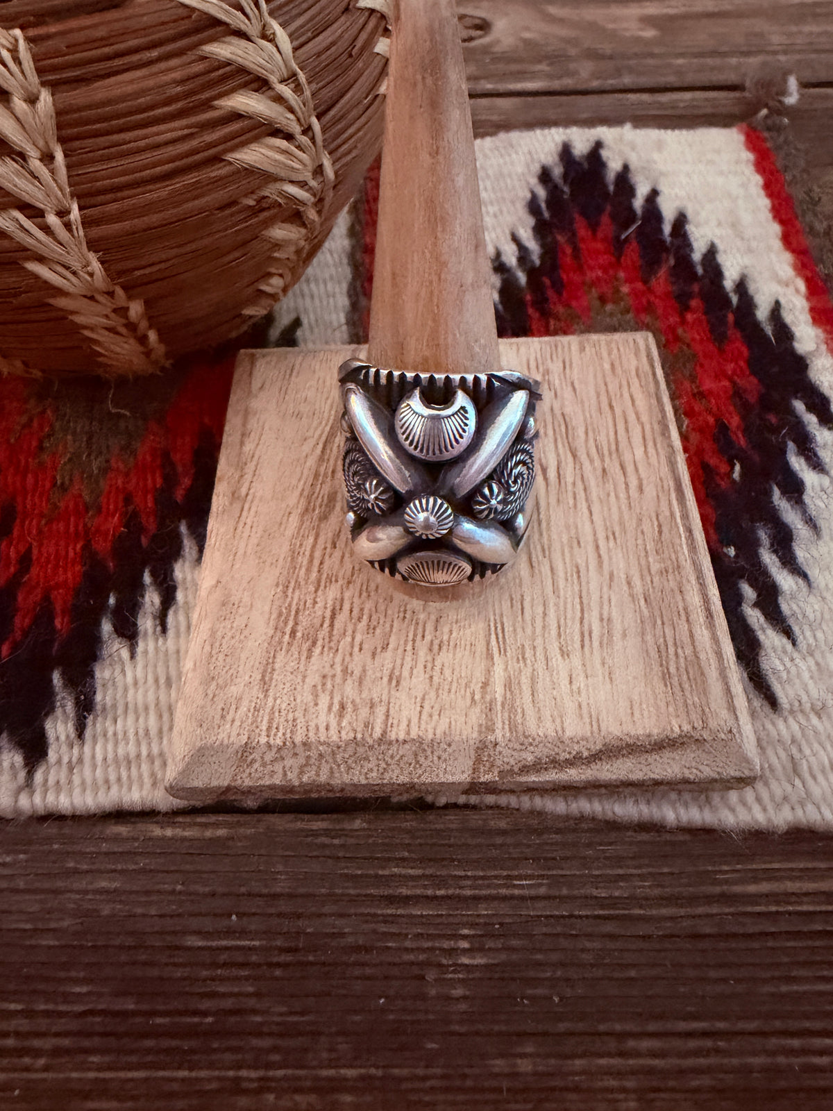 Handcrafted Sterling Silver Cigar Band Ring Size 12.5 by Delbert Gordon