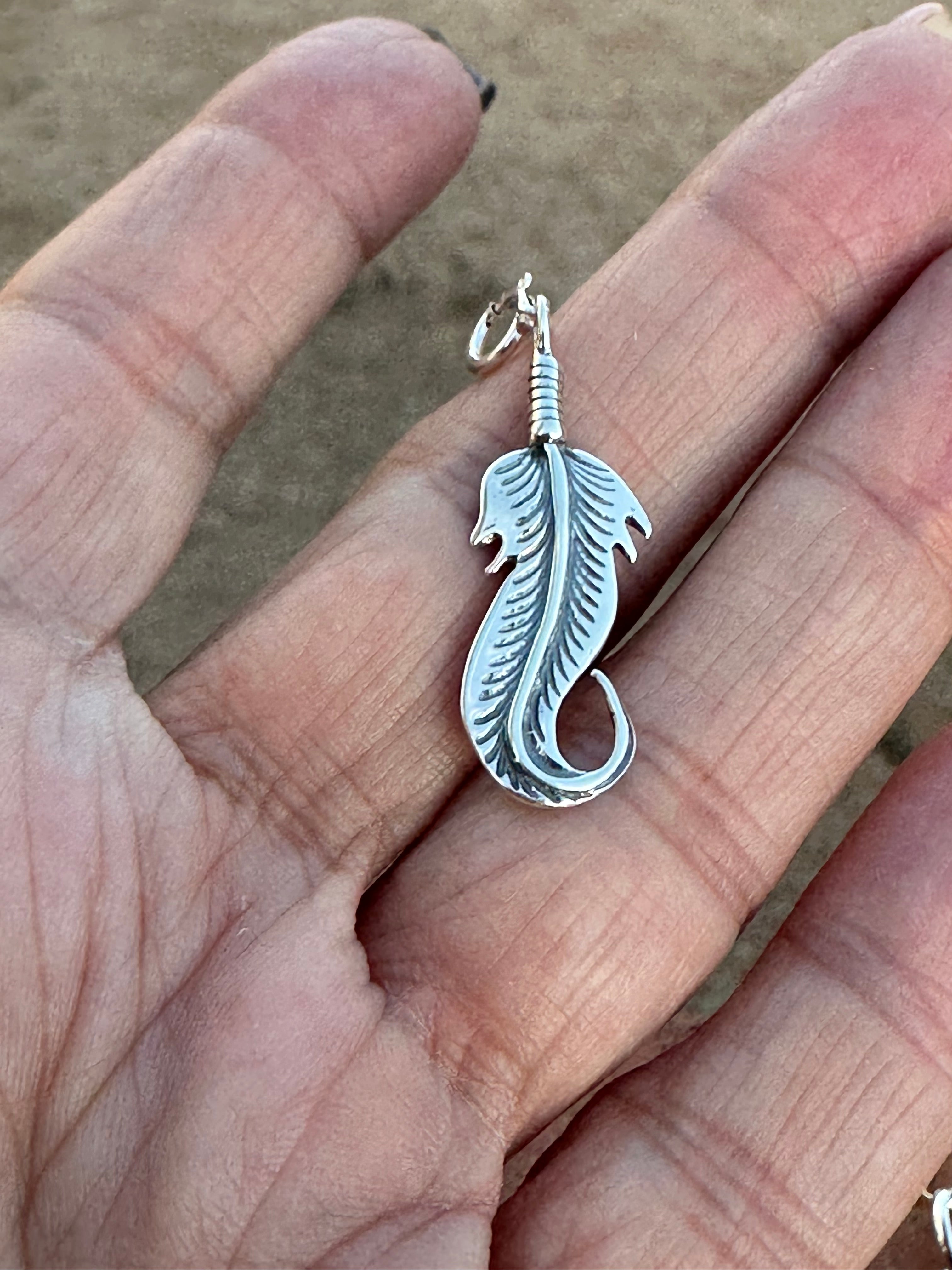 Navajo Crafted Sterling Silver Feather Charm