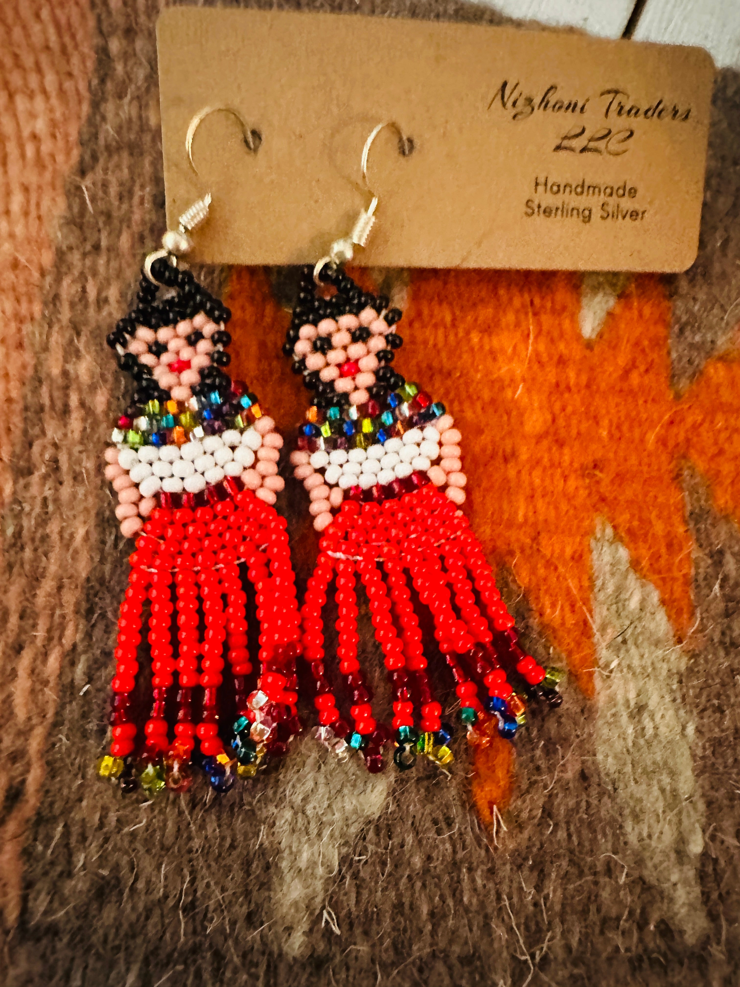 Handmade Multicolor Beaded Lady Dangle Earrings