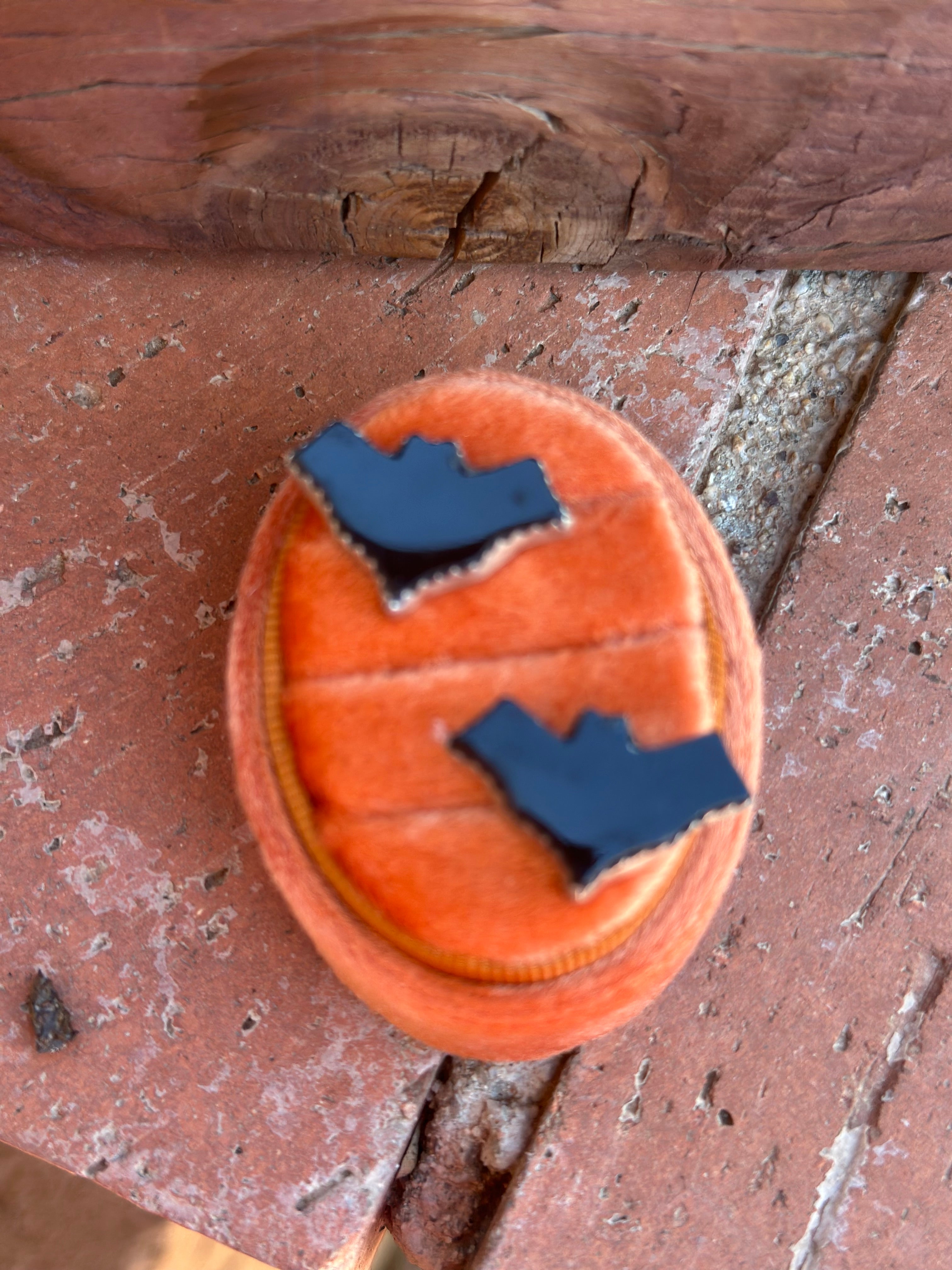 Halloween Collection Handmade Sterling Silver and Onyx Bat post earrings