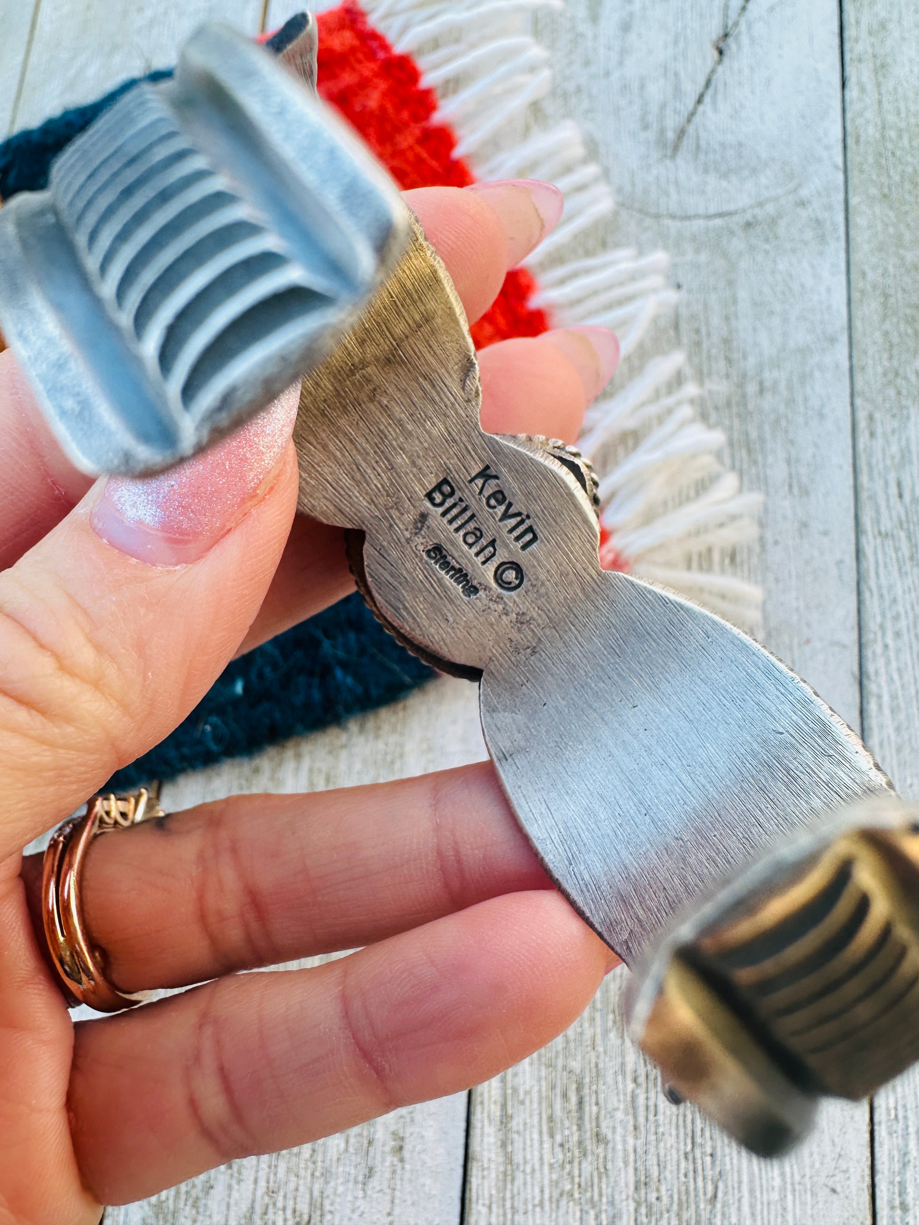 Handcrafted Golden Hills Turquoise & Sterling Silver Cuff Bracelet by Kevin Billah
